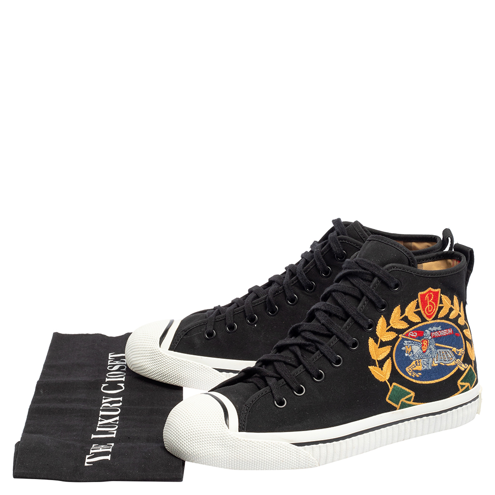 Burberry Black Canvas Kingly Big C High Top Sneakers Size 40
