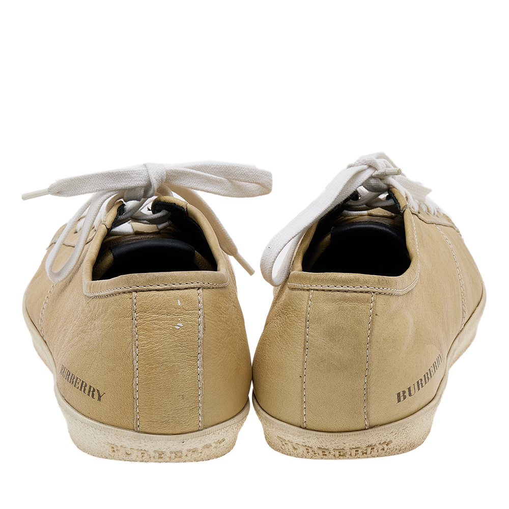 Burberry Beige Leather Low Top Sneakers Size 43