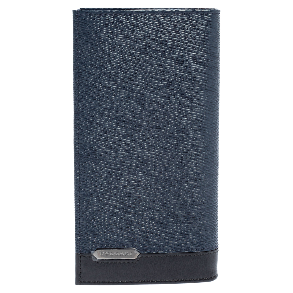 Bvlgari Blue/Black Leather Scaglie Long Wallet
