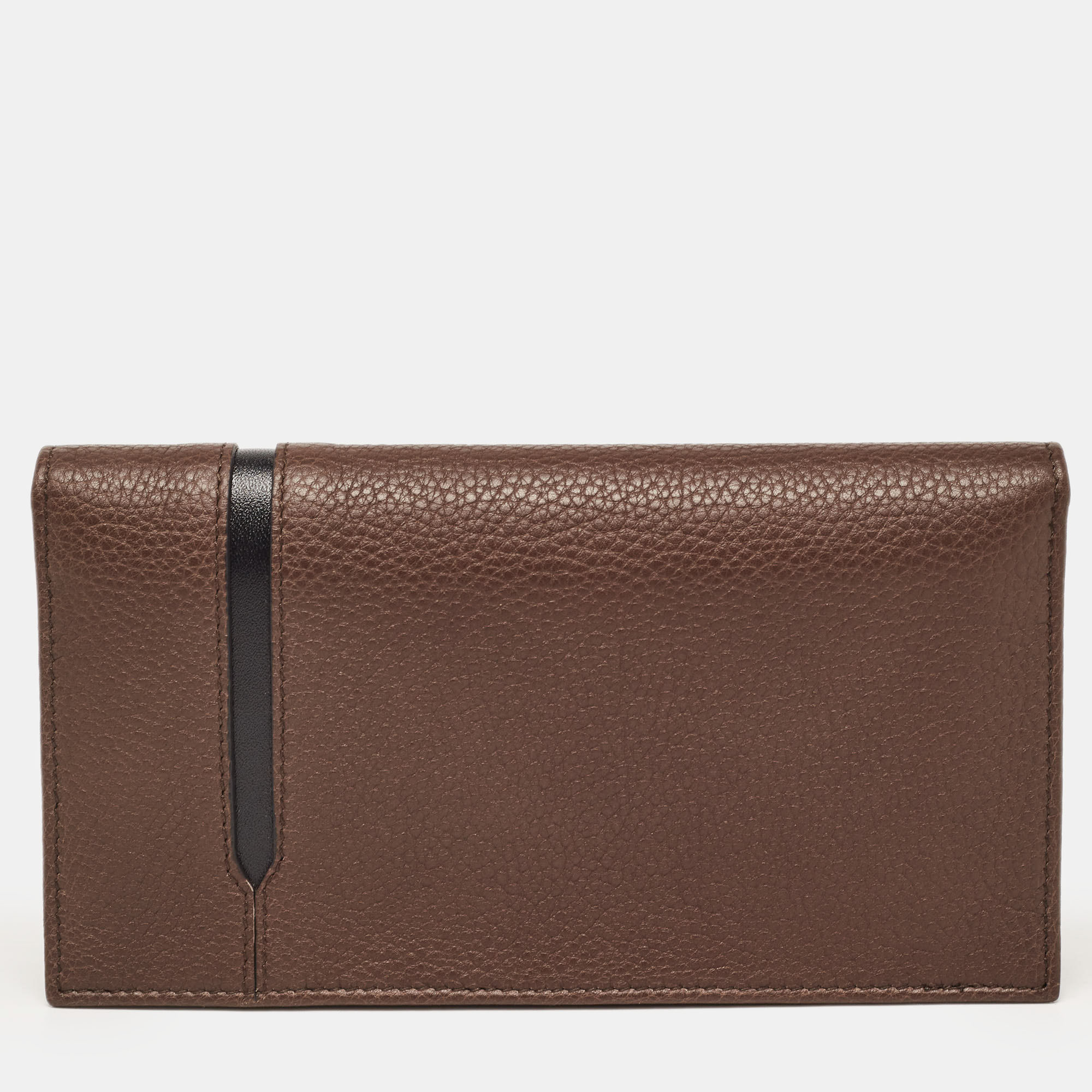 Bvlgari Choco Brown/Black Leather Bifold Long Wallet