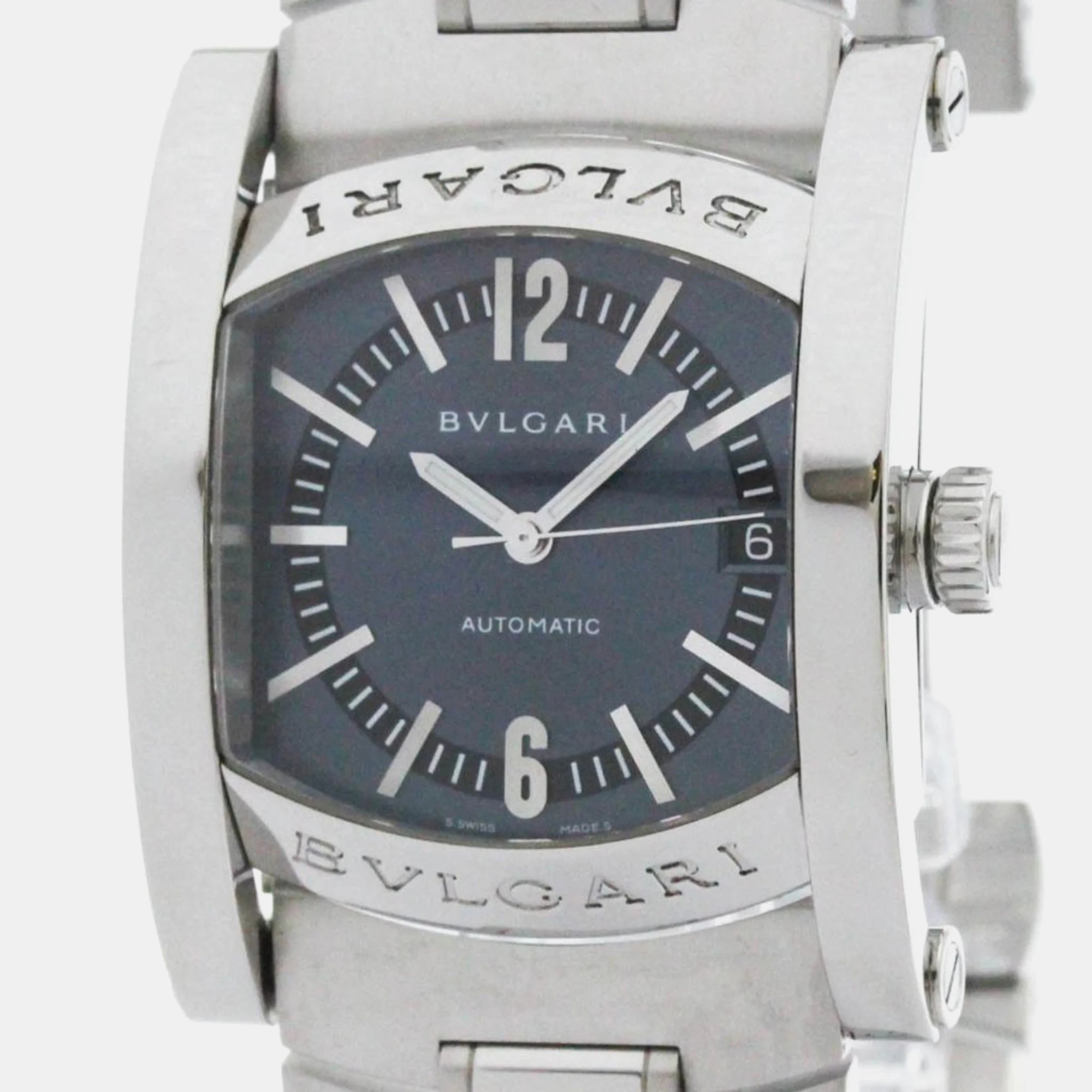 Bvlgari grey stainless steel assioma automatic men's wristwatch 44 mm