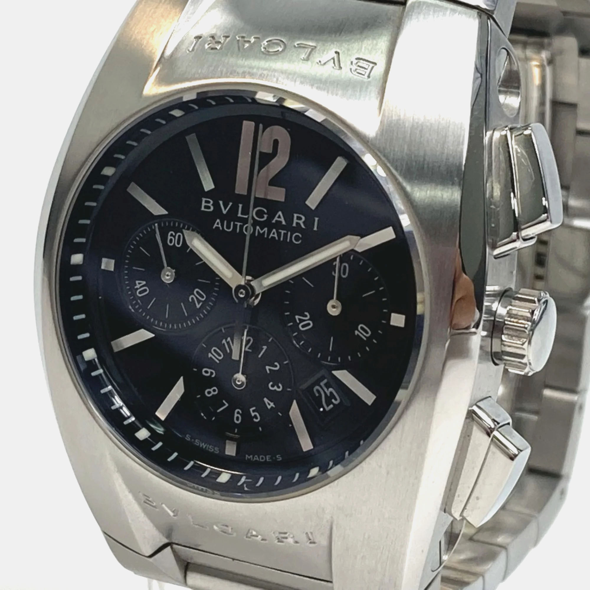 Bvlgari Black Stainless Steel Ergon EG35SCH Automatic Men's Wristwatch 35 Mm