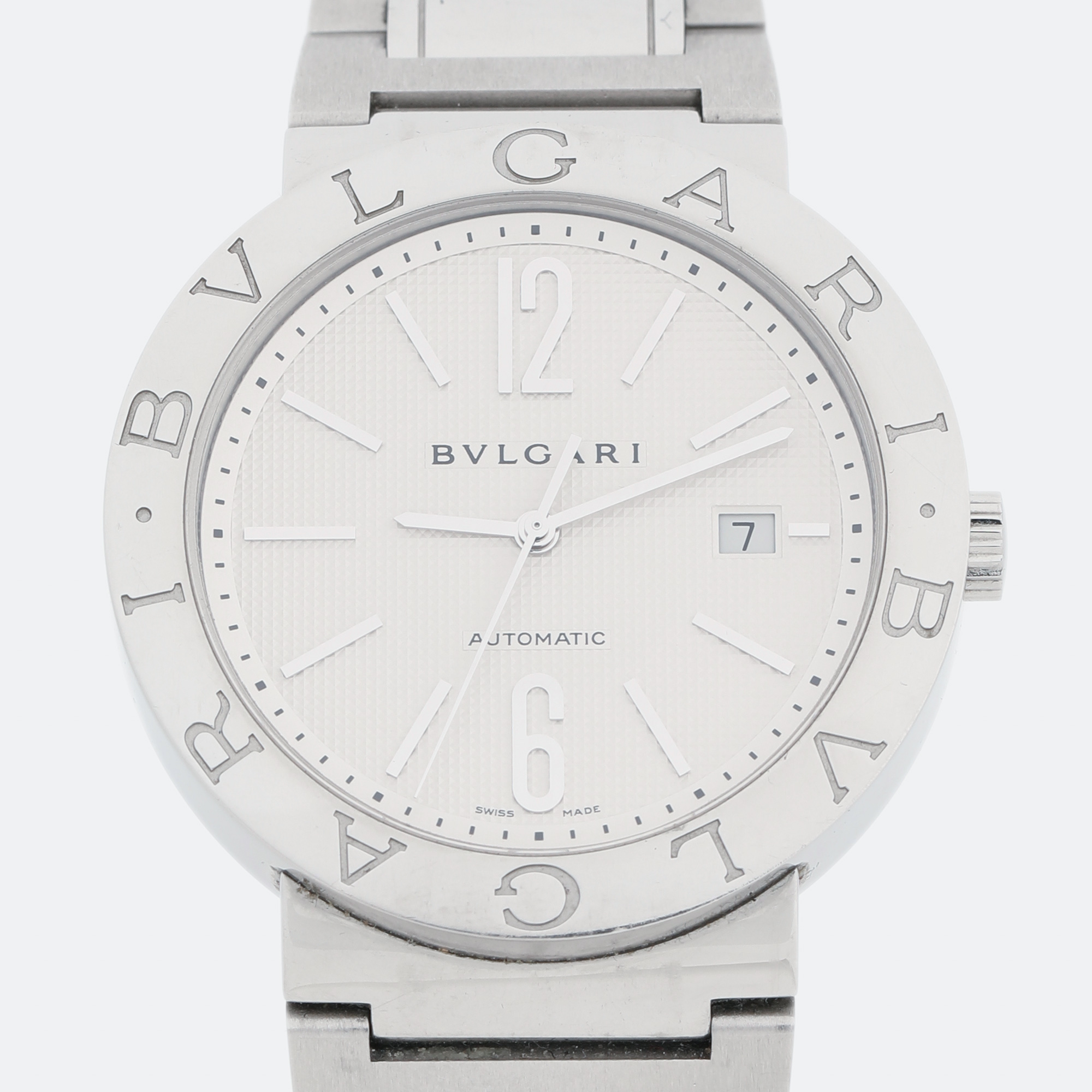 Bvlgari White Stainless Steel Bvlgari BB42WSSD 101381 Men's Wristwatch 42 Mm