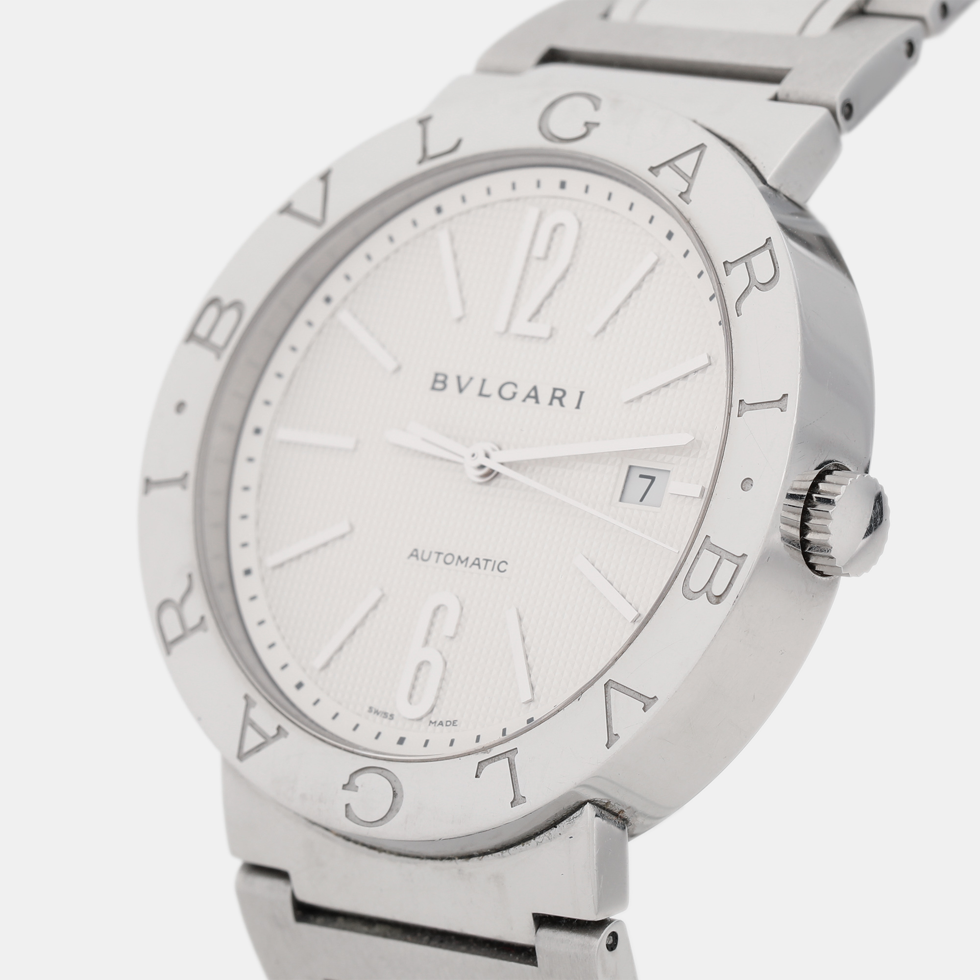 Bvlgari White Stainless Steel Bvlgari BB42WSSD 101381 Men's Wristwatch 42 Mm