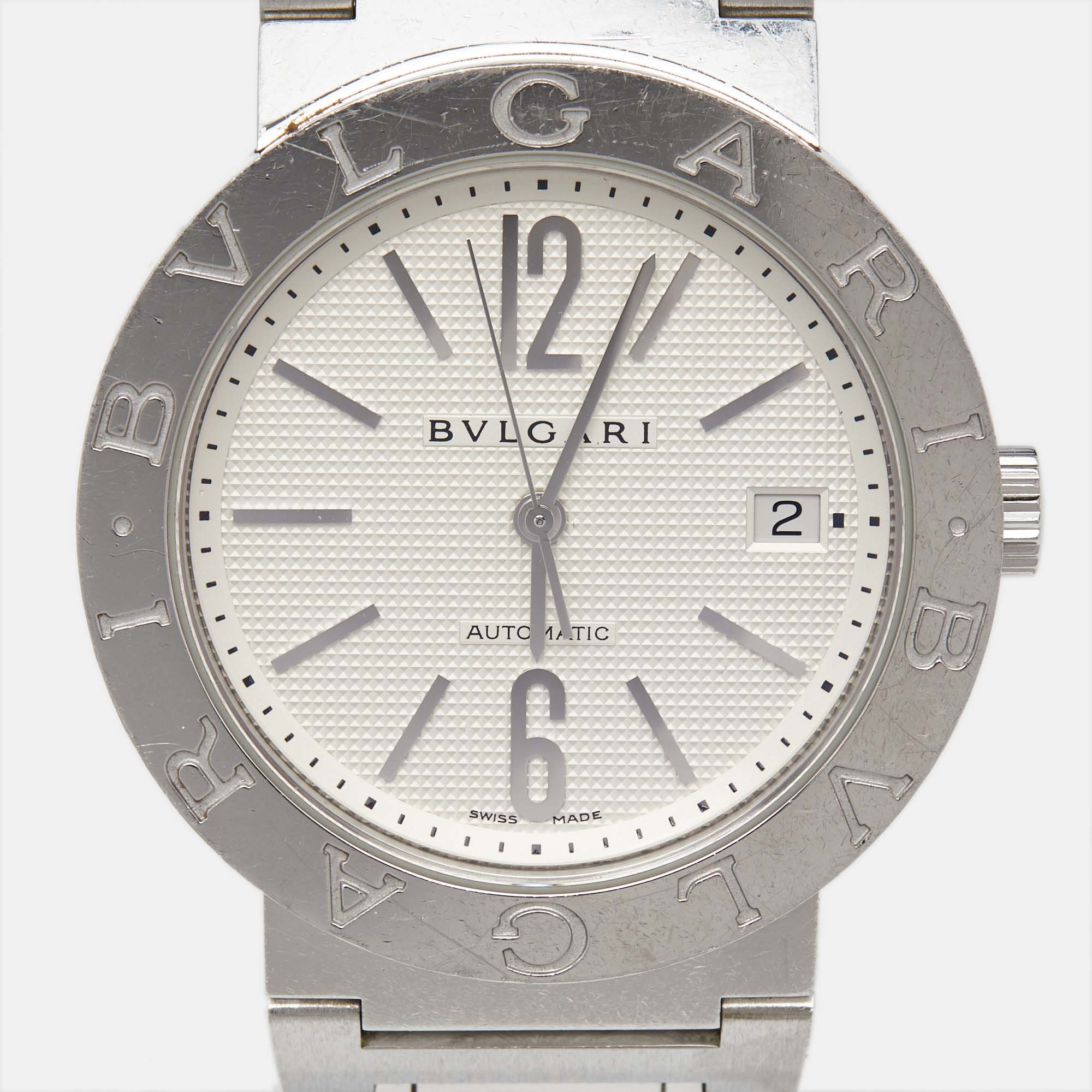 Bvlgari Silver White Stainless Steel Bvlgari Bvlgari BB38SSAUTO Men's Wristwatch 38 Mm