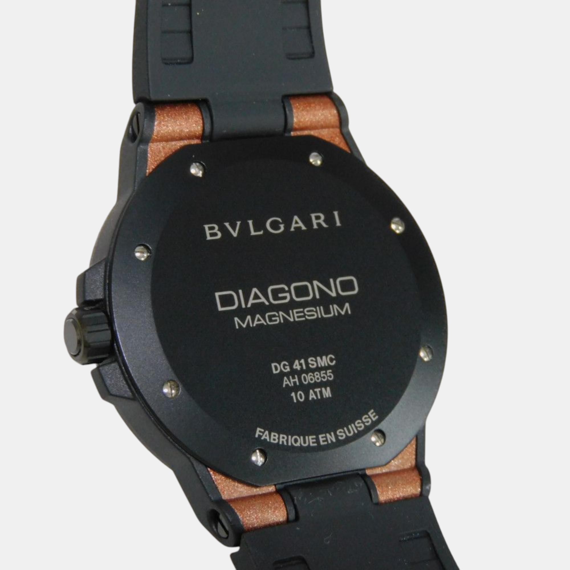 Bvlgari Brown Ceramic Diagono DG41SMC Automatic Men's Wristwatch 41 Mm