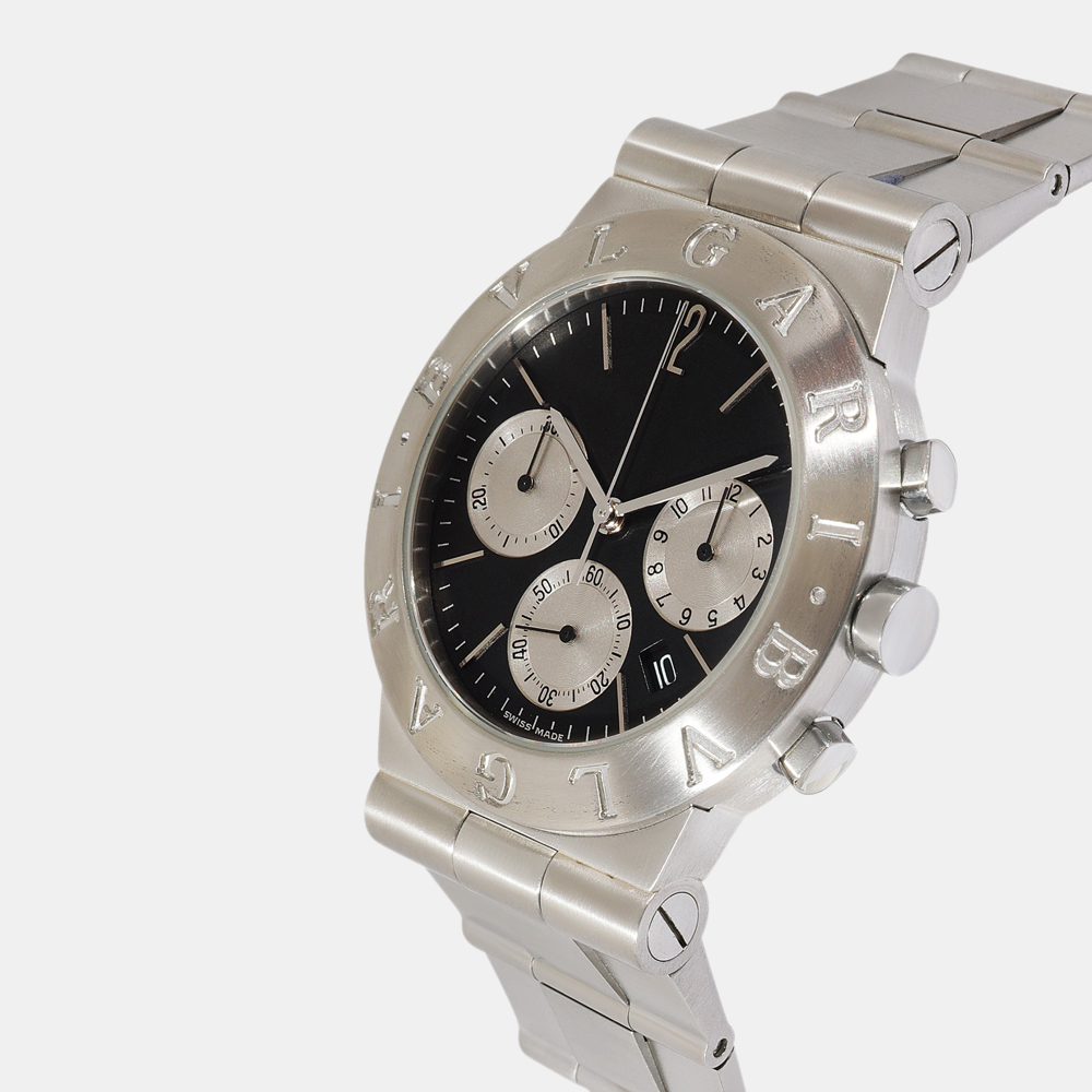 

Bvlgari Black Stainless Steel Diagono CH 35 S Quartz Chronograph Men's Wristwatch 35 mm