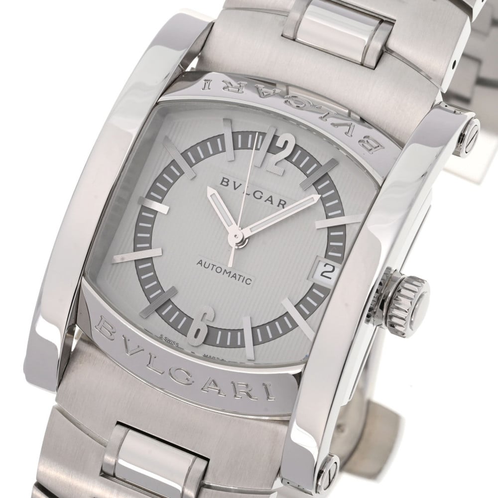 Bvlgari Silver Stainless Steel Assioma Automatic Men's Wristwatch 35.5 Mm