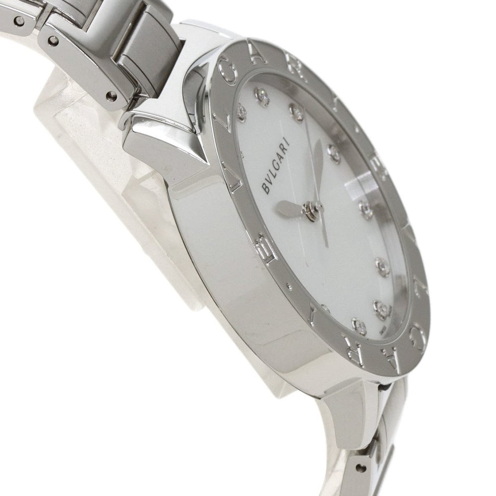 Bvlgari MOP Diamonds Stainless Steel Bvlgari Bvlgari BB37S Men's Wristwatch 37 Mm