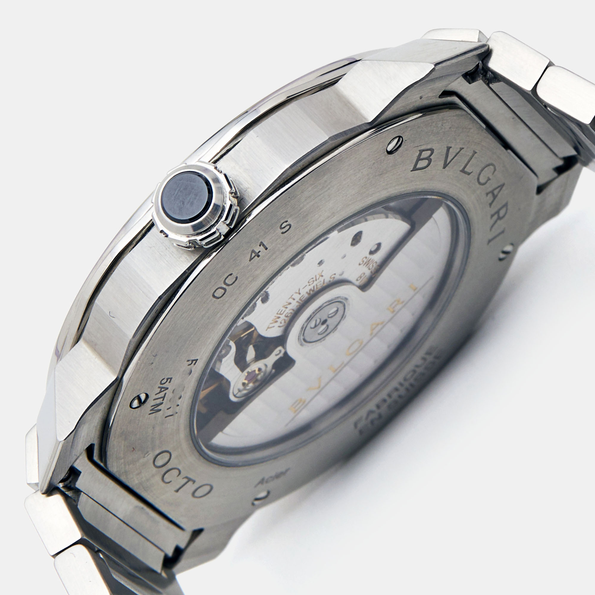 Bvlgari Green Stainless Steel Octo Roma 102963 Men's Wristwatch 41 Mm