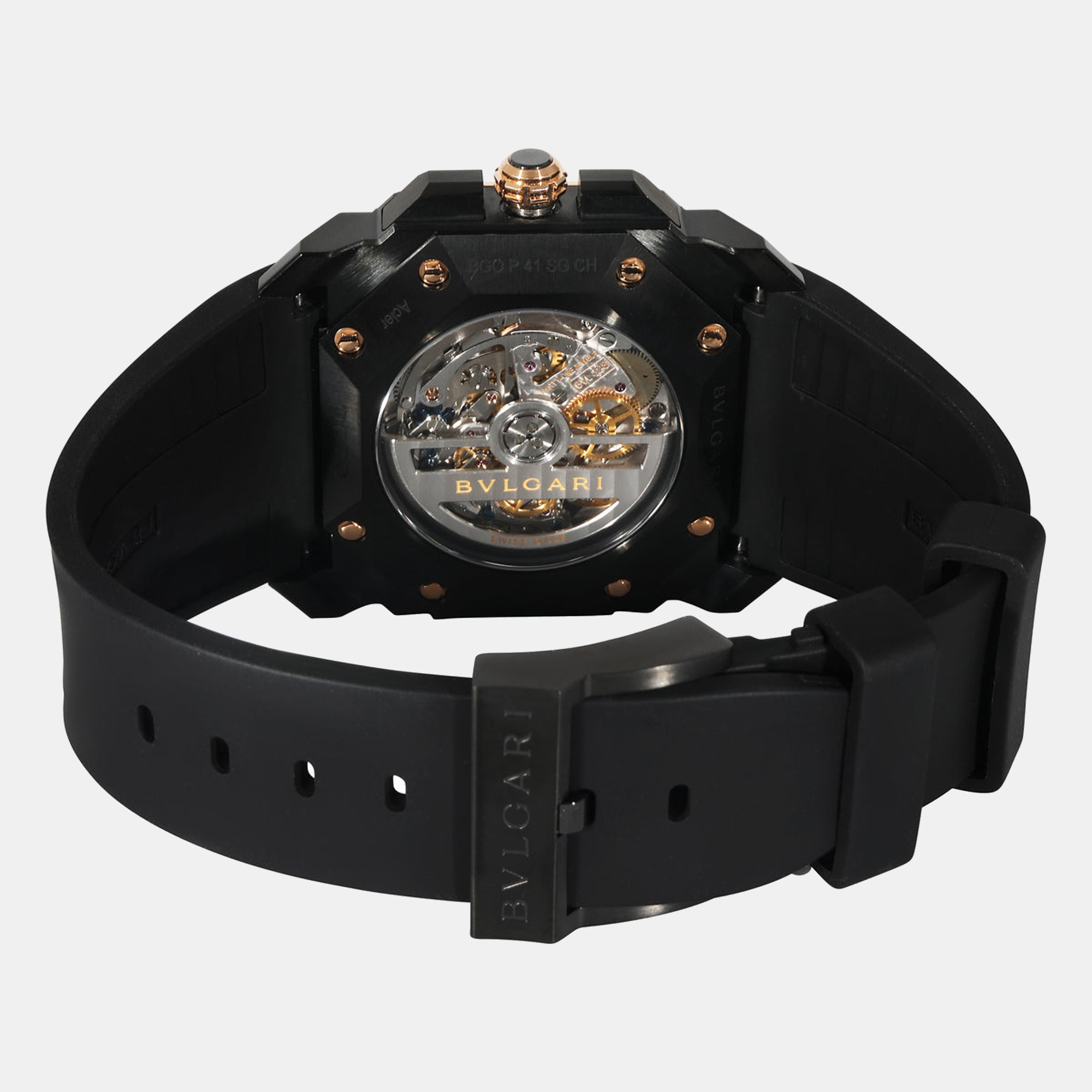 Bvlgari Black 18k Rose Gold And Stainless Steel Octo 102488 Men's Wristwatch 41 Mm