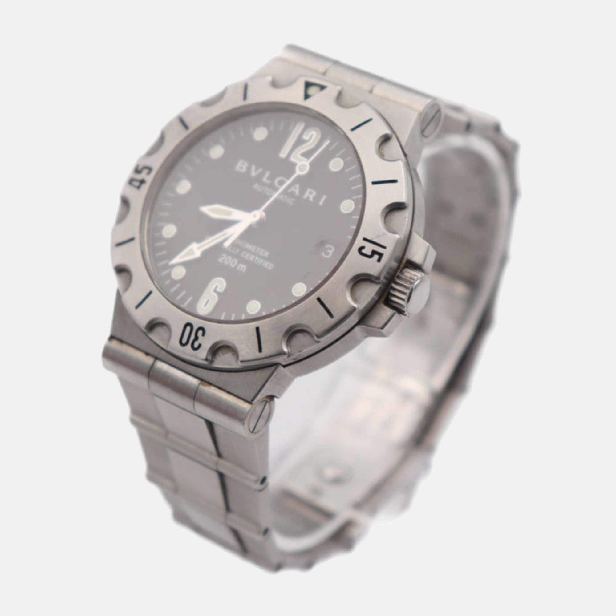 

Bvlgari Black Stainless Steel Diagono Scuba SD38S Men's Wristwatch 38 mm