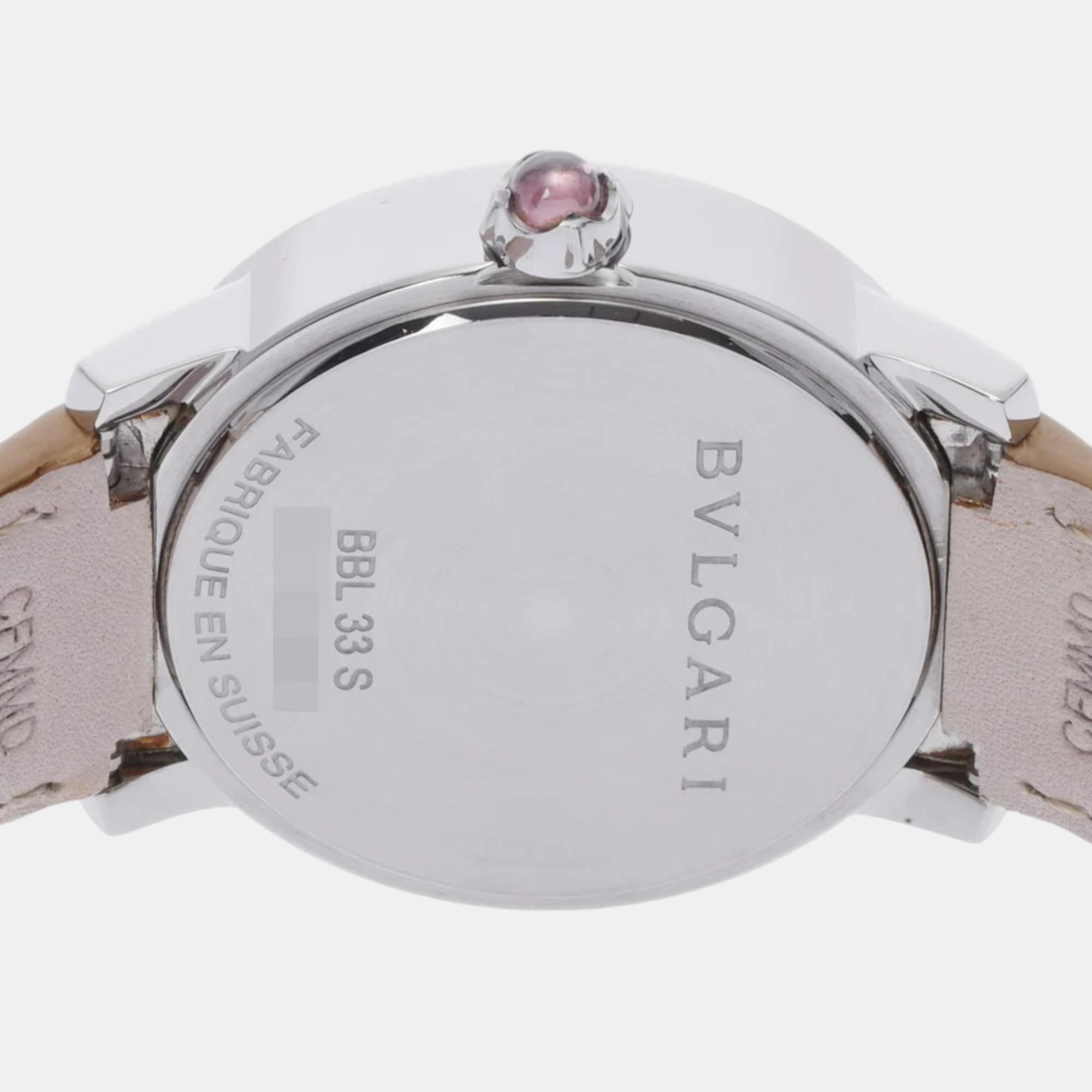 Bvlgari MOP Diamonds Stainless Steel Bvlgari Bvlgari BBL33WSL Men's Wristwatch 33 Mm