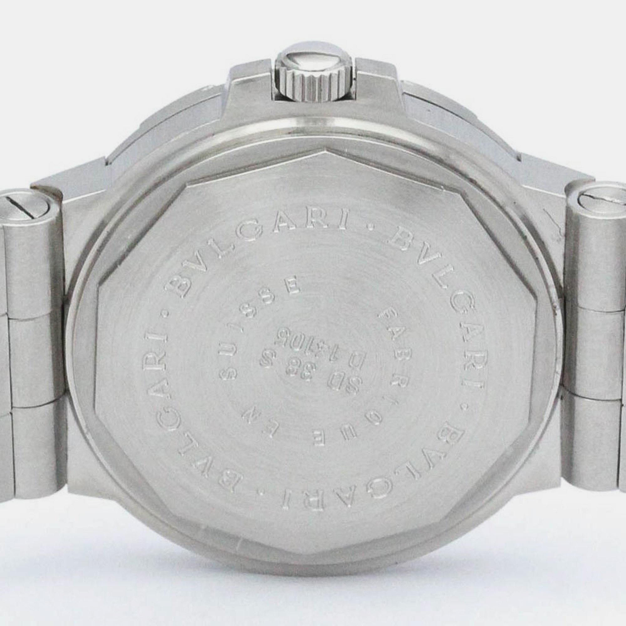 Bvlgari Black Stainless Steel Diagono SD38S Automatic Men's Wristwatch 38 Mm