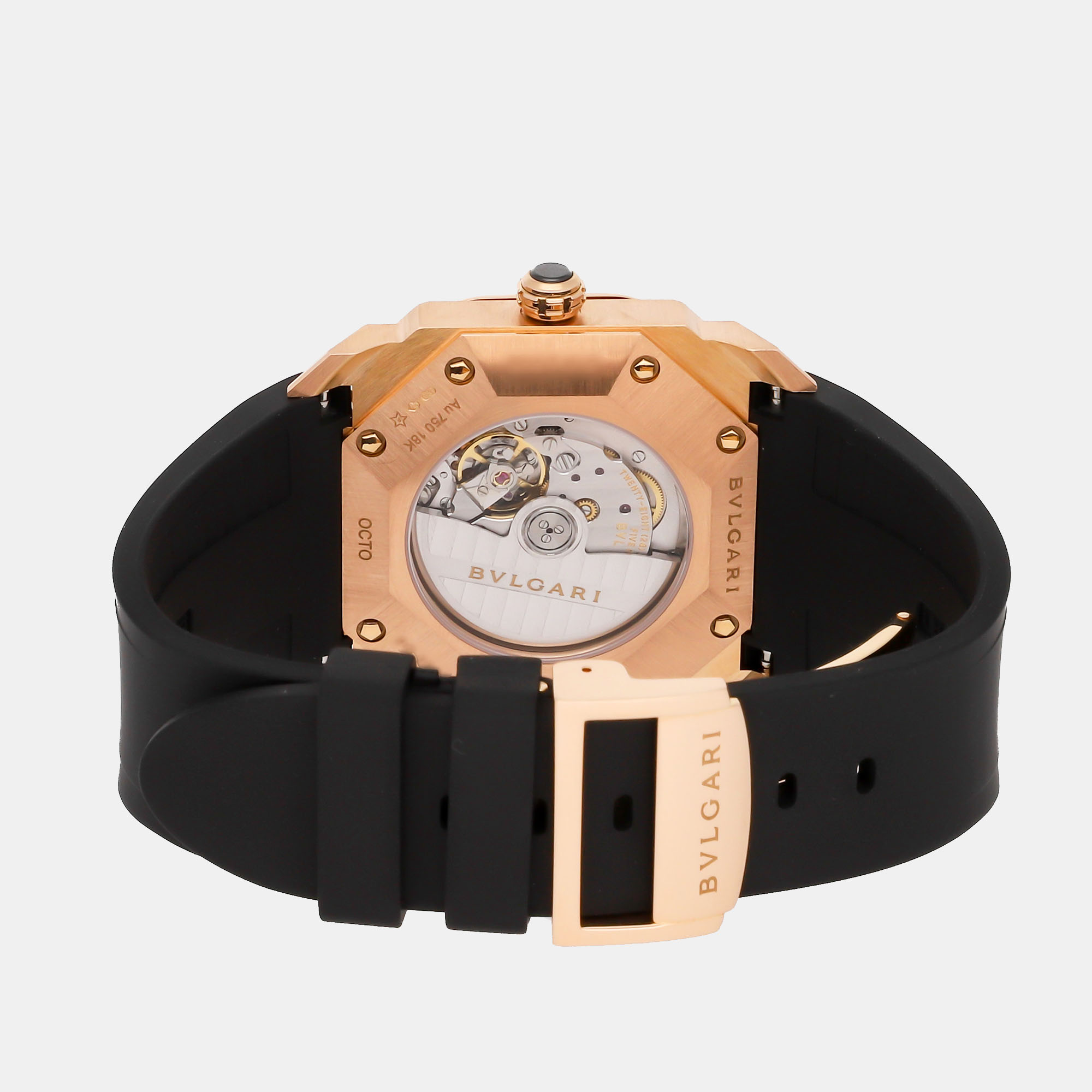 Bvlgari Black 18k Rose Gold Octo 101963 Automatic Men's Wristwatch 41 Mm