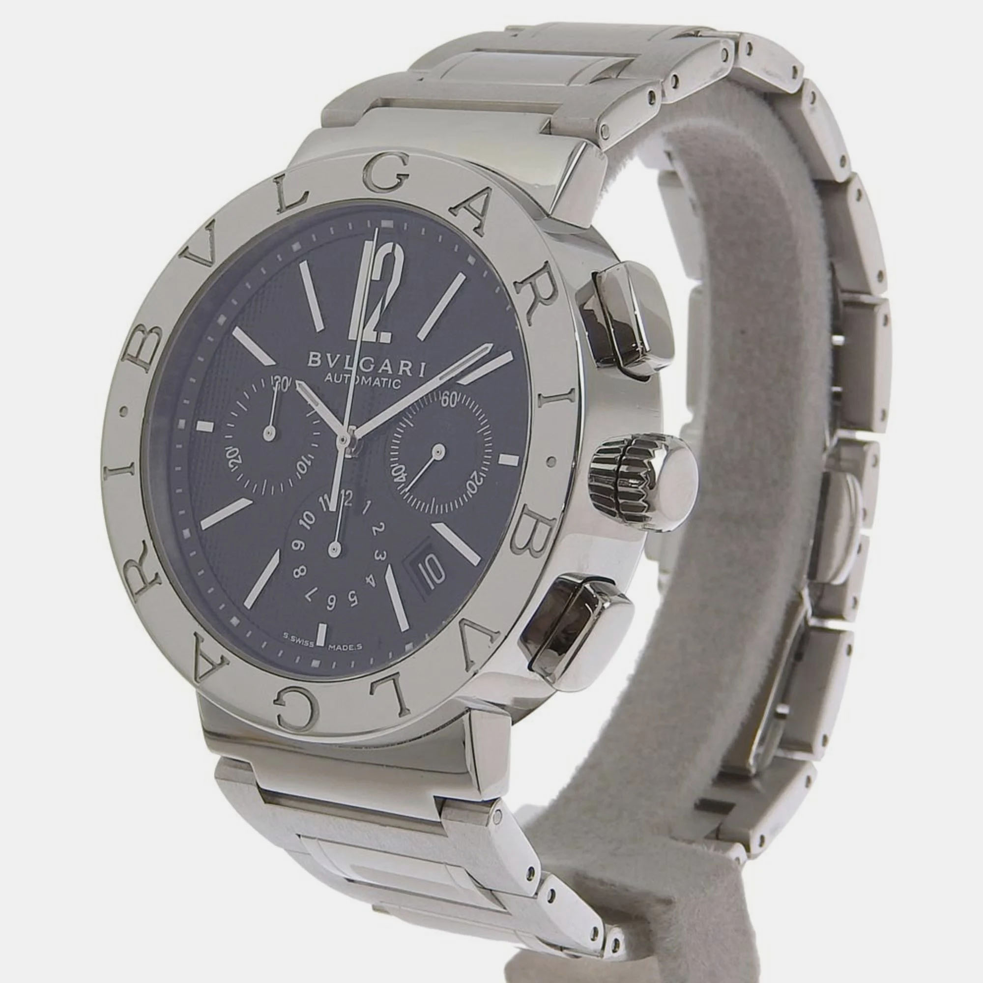 Bvlgari Black Stainless Steel Bvlgari Bvlgari BB42SSCH Automatic Men's Wristwatch 42 Mm