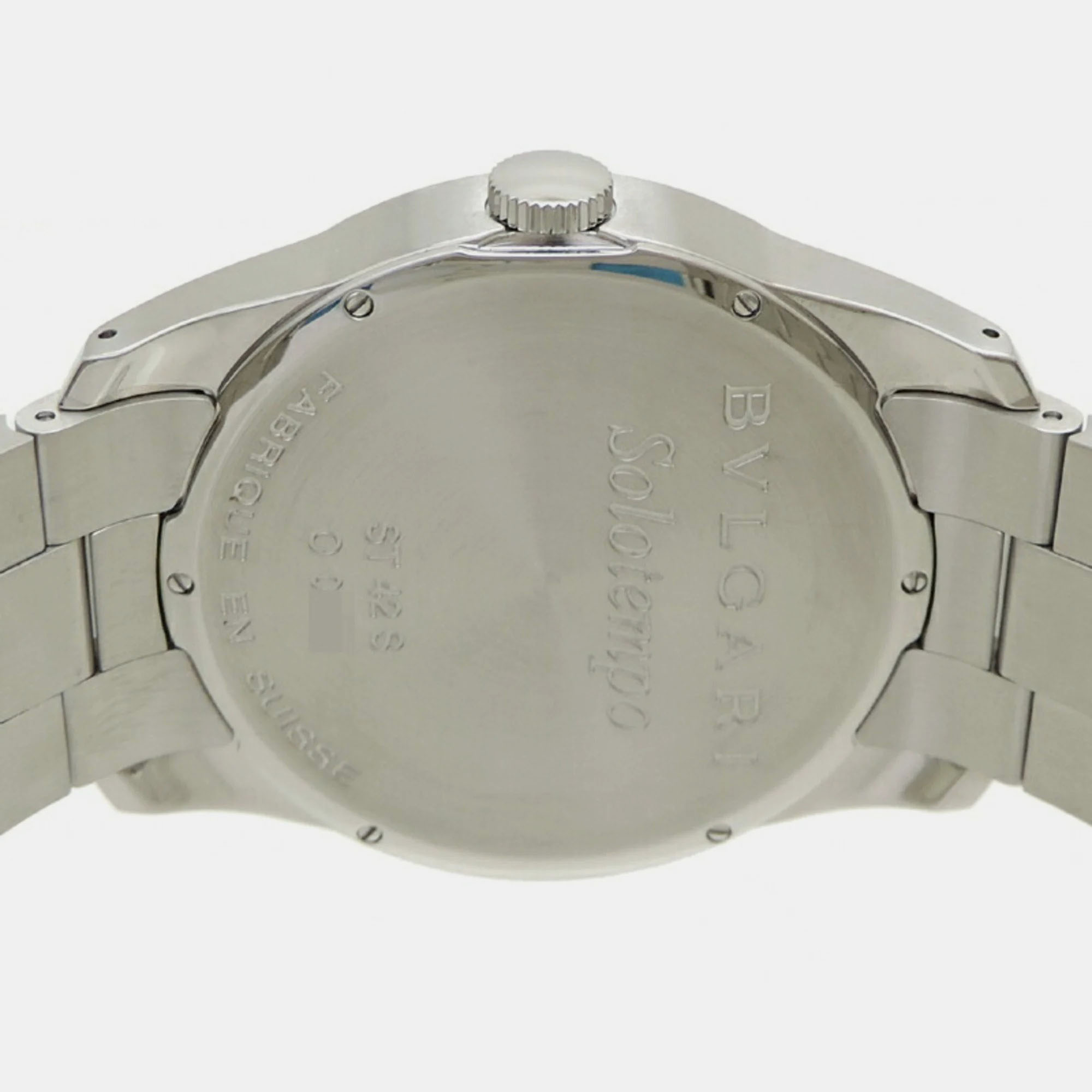 Bvlgari Black Stainless Steel Solotempo ST42S Quartz Men's Wristwatch 42 Mm