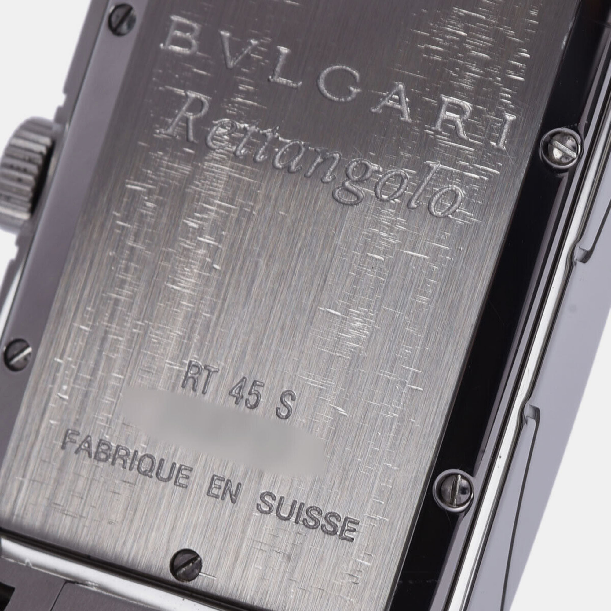Bvlgari Black Stainless Steel Rettangolo RT45S Quartz Men's Wristwatch 26 Mm
