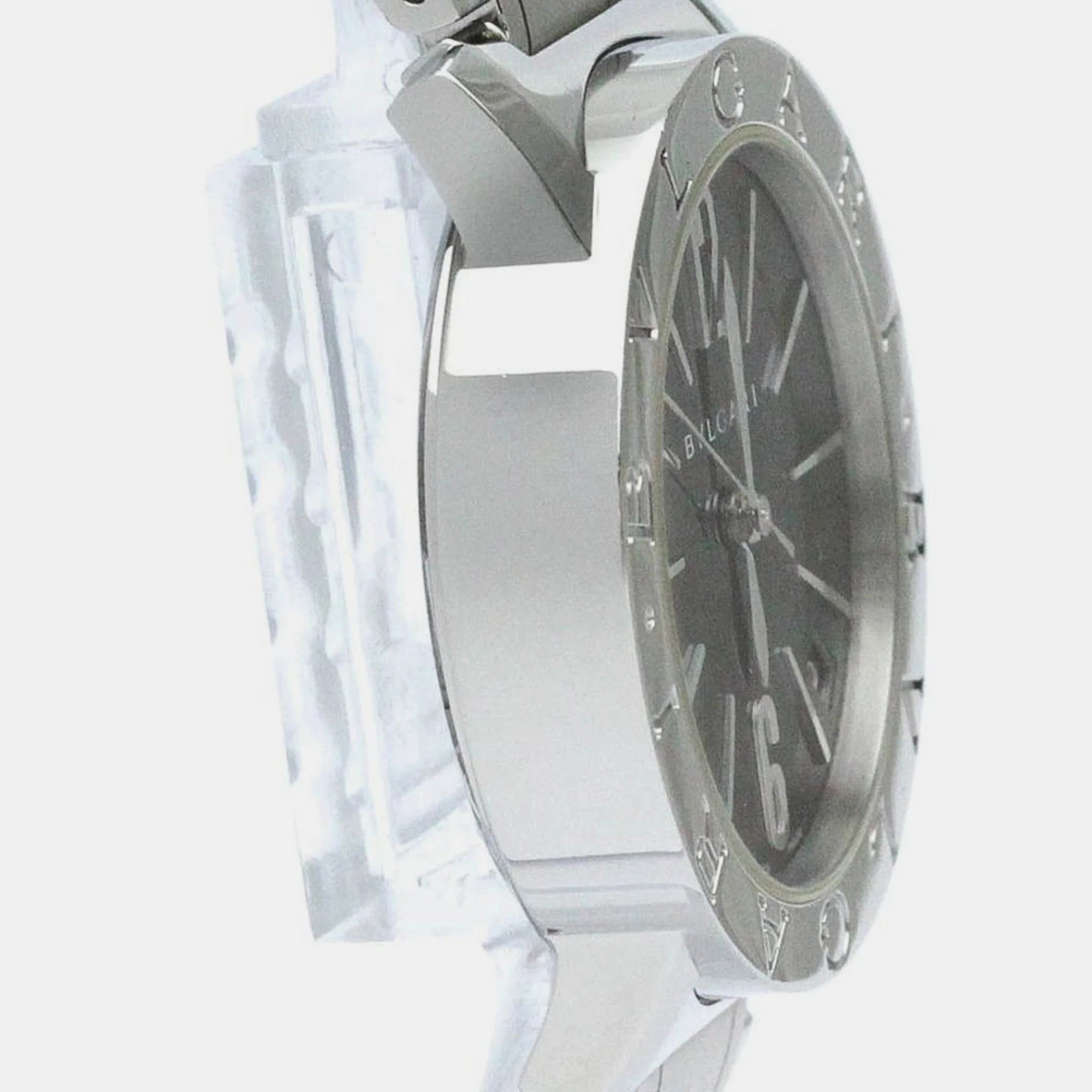 Bvlgari Black Stainless Steel Bvlgari Bvlgari BBL33S Automatic Men's Wristwatch 33 Mm