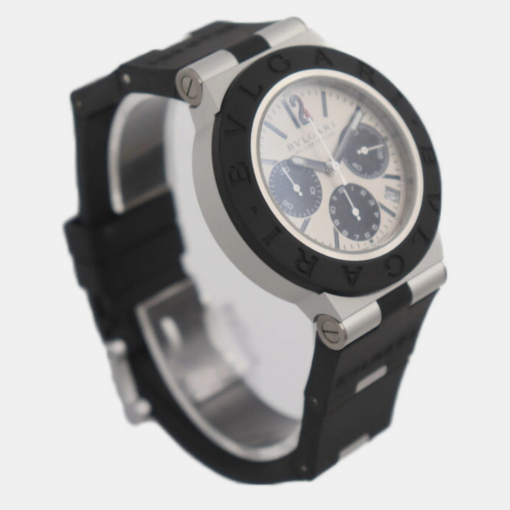 Bvlgari Silver Titanium Aluminum BB40ATCH Automatic Men's Wristwatch 40 Mm