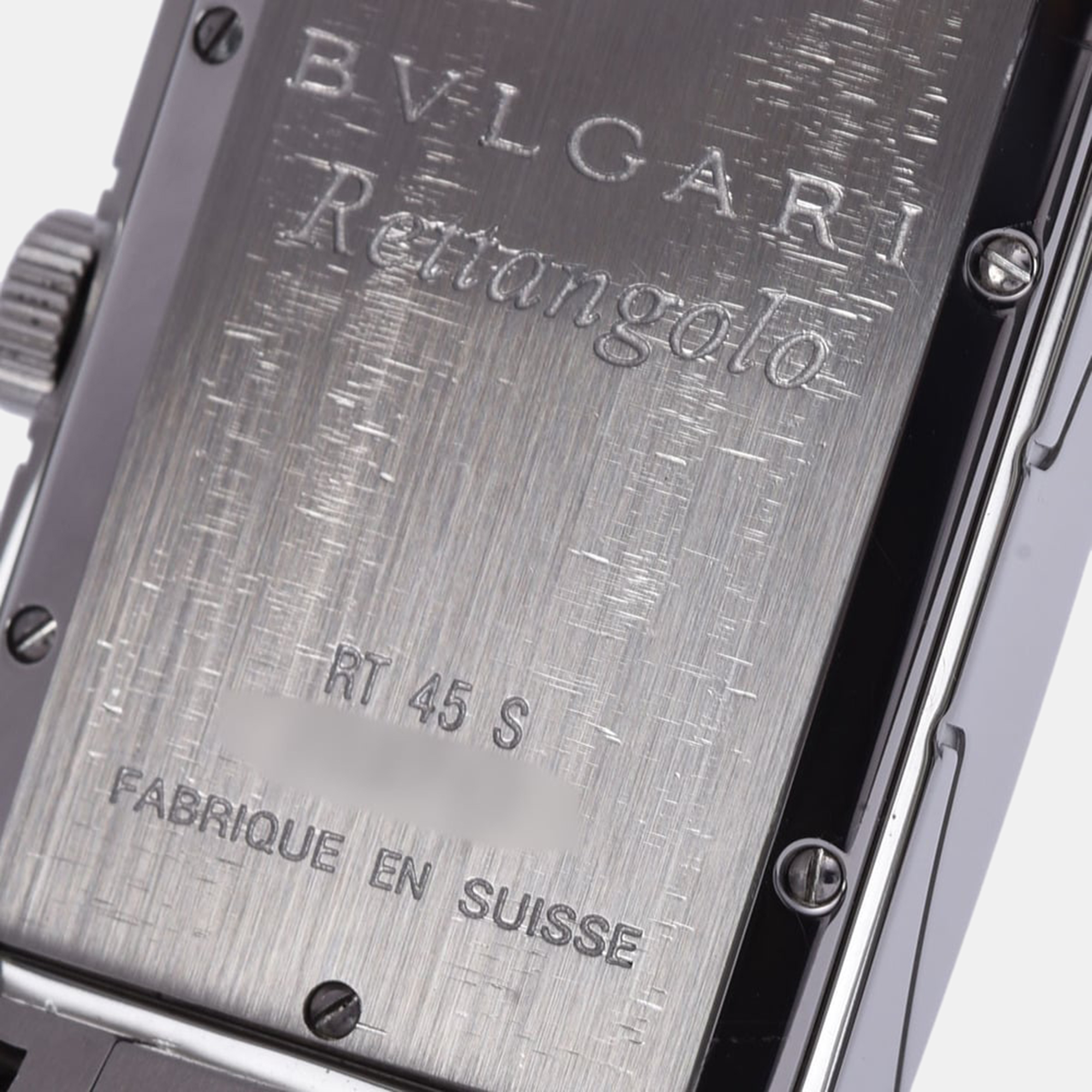 Bvlgari Black Stainless Steel Rettangolo RT45S Automatic Men's Wristwatch 26 Mm
