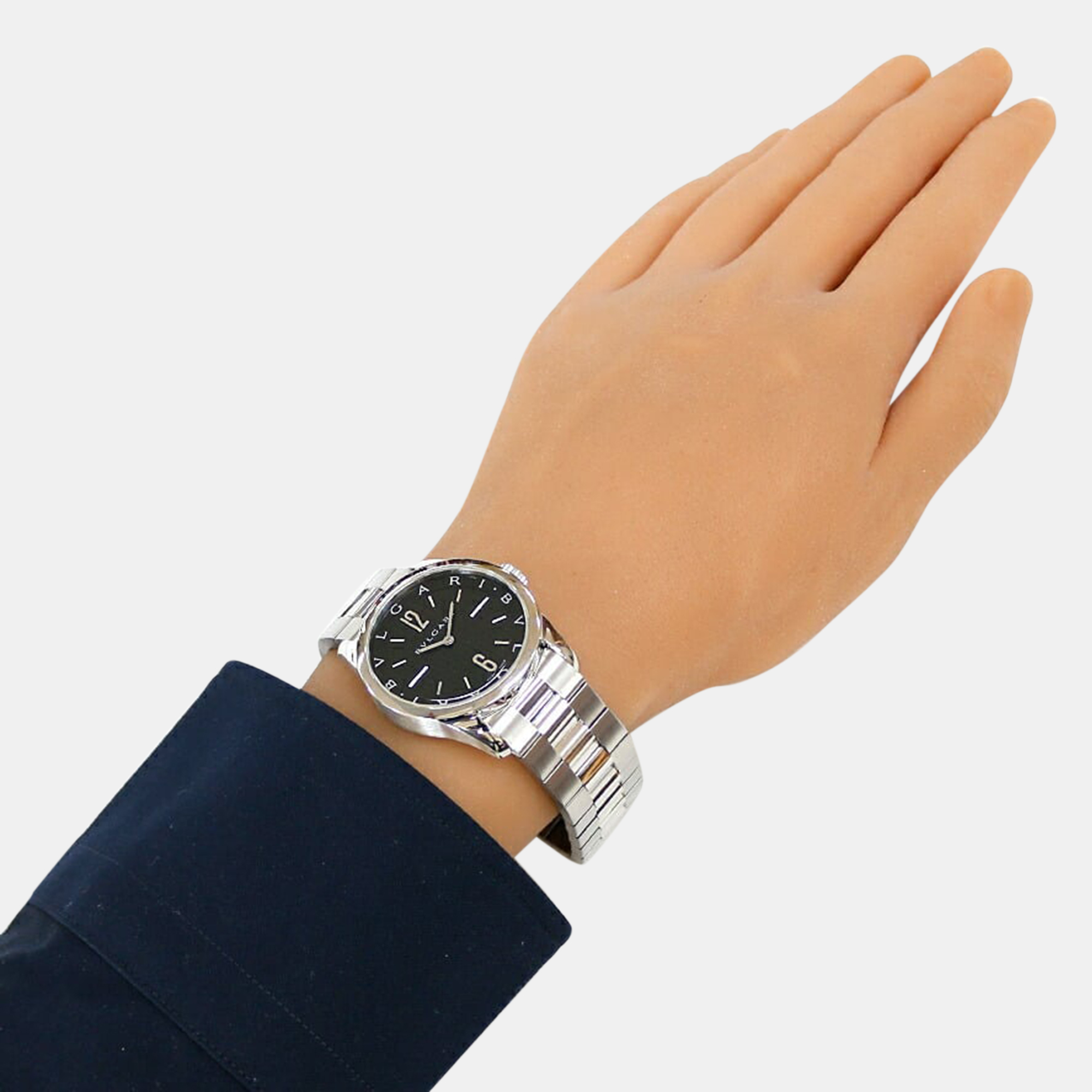Bvlgari Black Stainless Steel Solotempo ST37S Quartz Men's Wristwatch 37 Mm