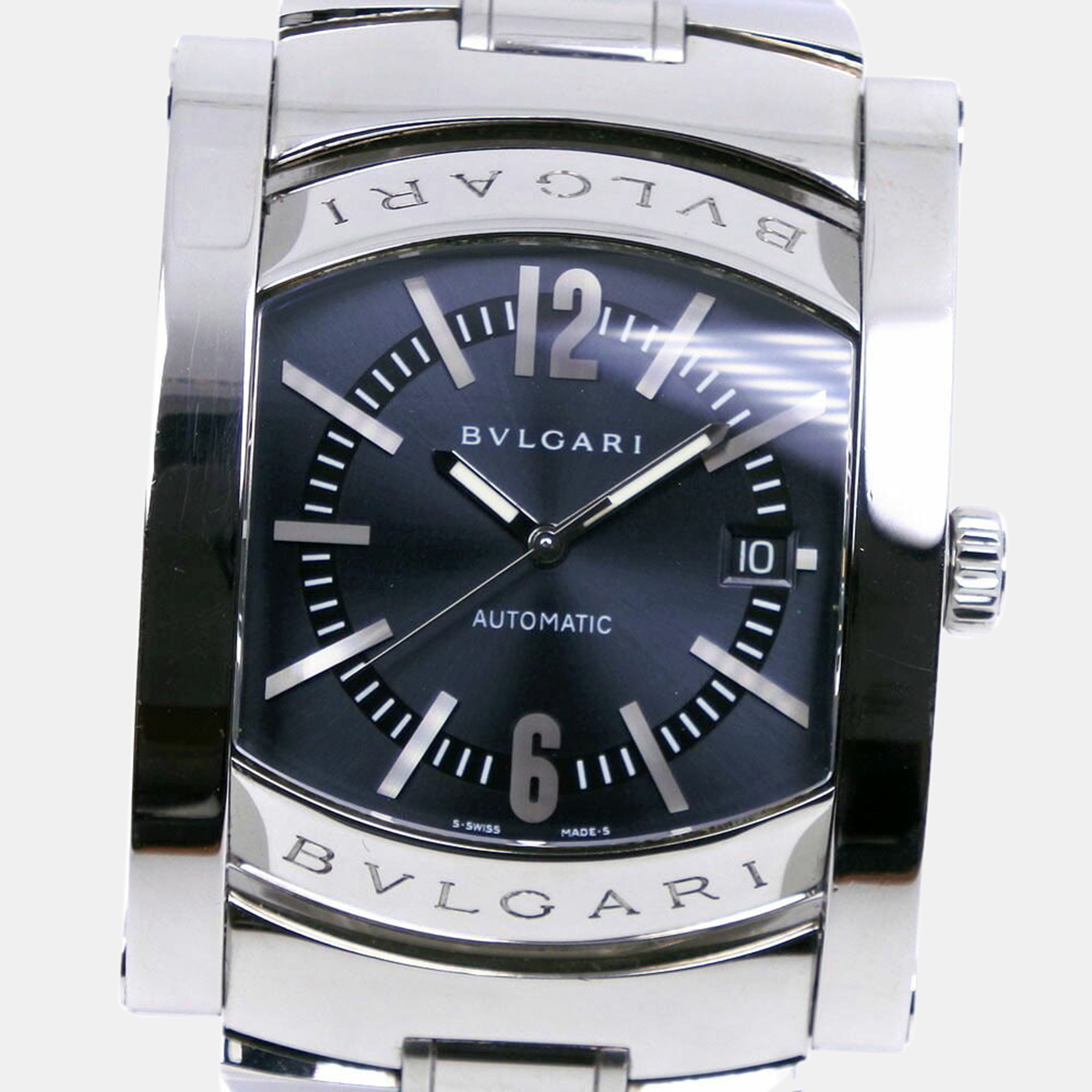 Bvlgari Navy Blue Stainless Steel Assioma AA48S Automatic Men's Wristwatch 38 Mm