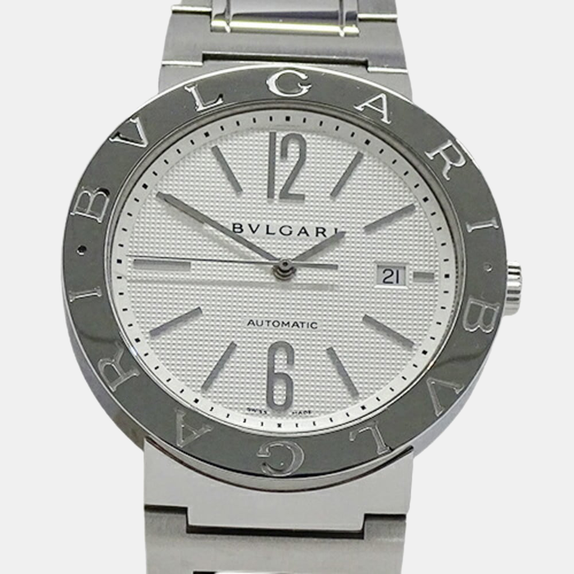 Bvlgari White Stainless Steel BB42SS Automatic Men's Wristwatch 42 Mm
