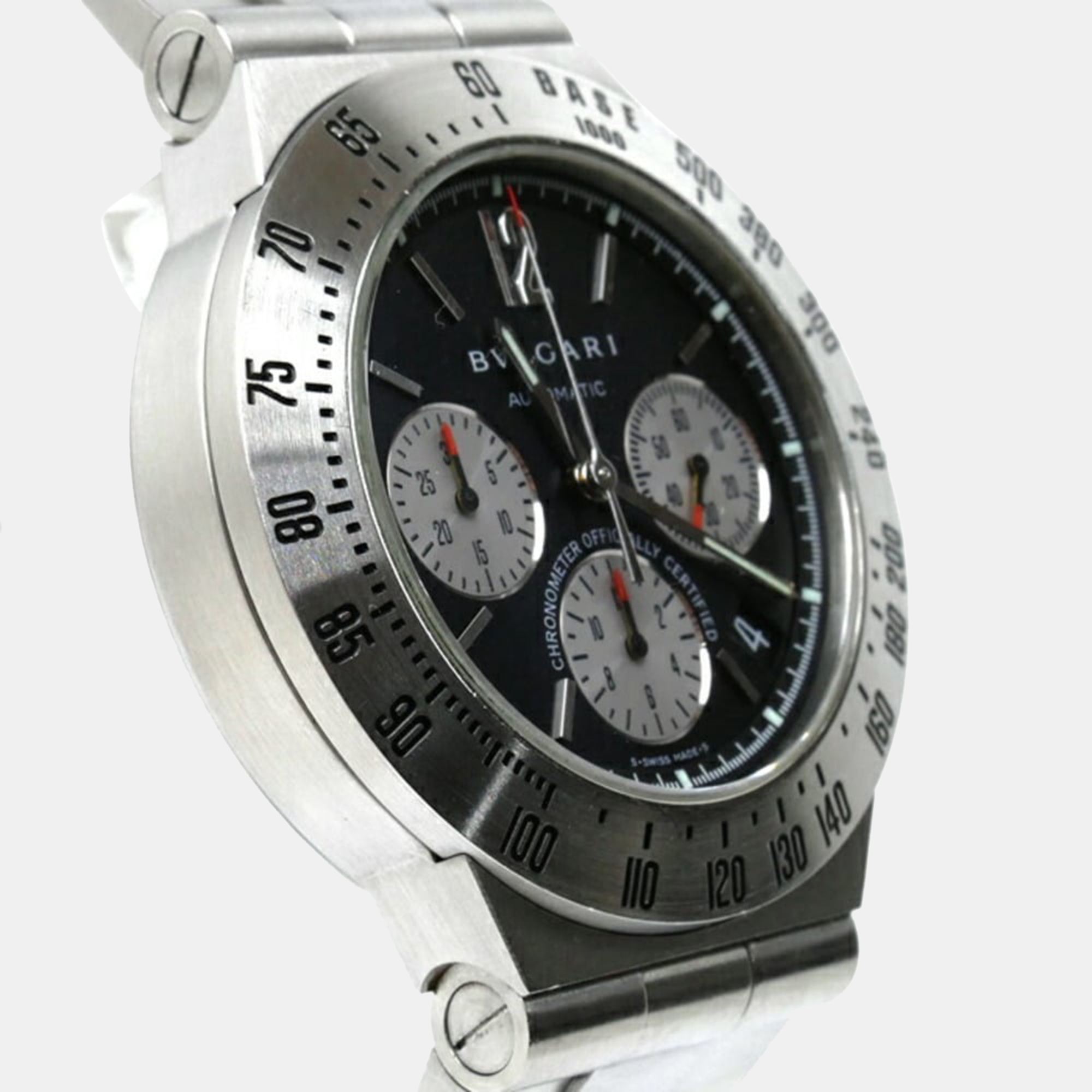 Bvlgari Black Stainless Steel Diagono CH40STA Automatic Men's Wristwatch 40 Mm