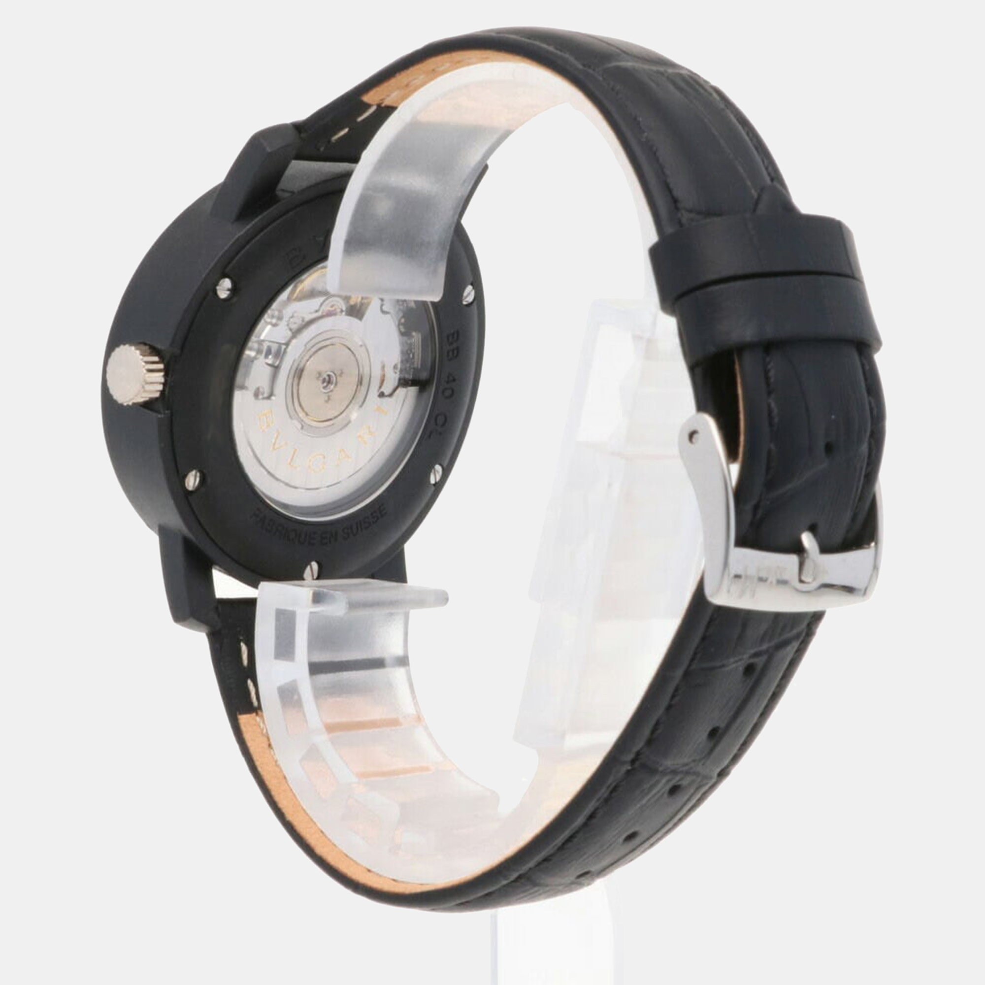 Bvlgari Black Carbon Fiber Carbongold Via Dei Condotti BB40CL Automatic Men's Wristwatch 40 Mm