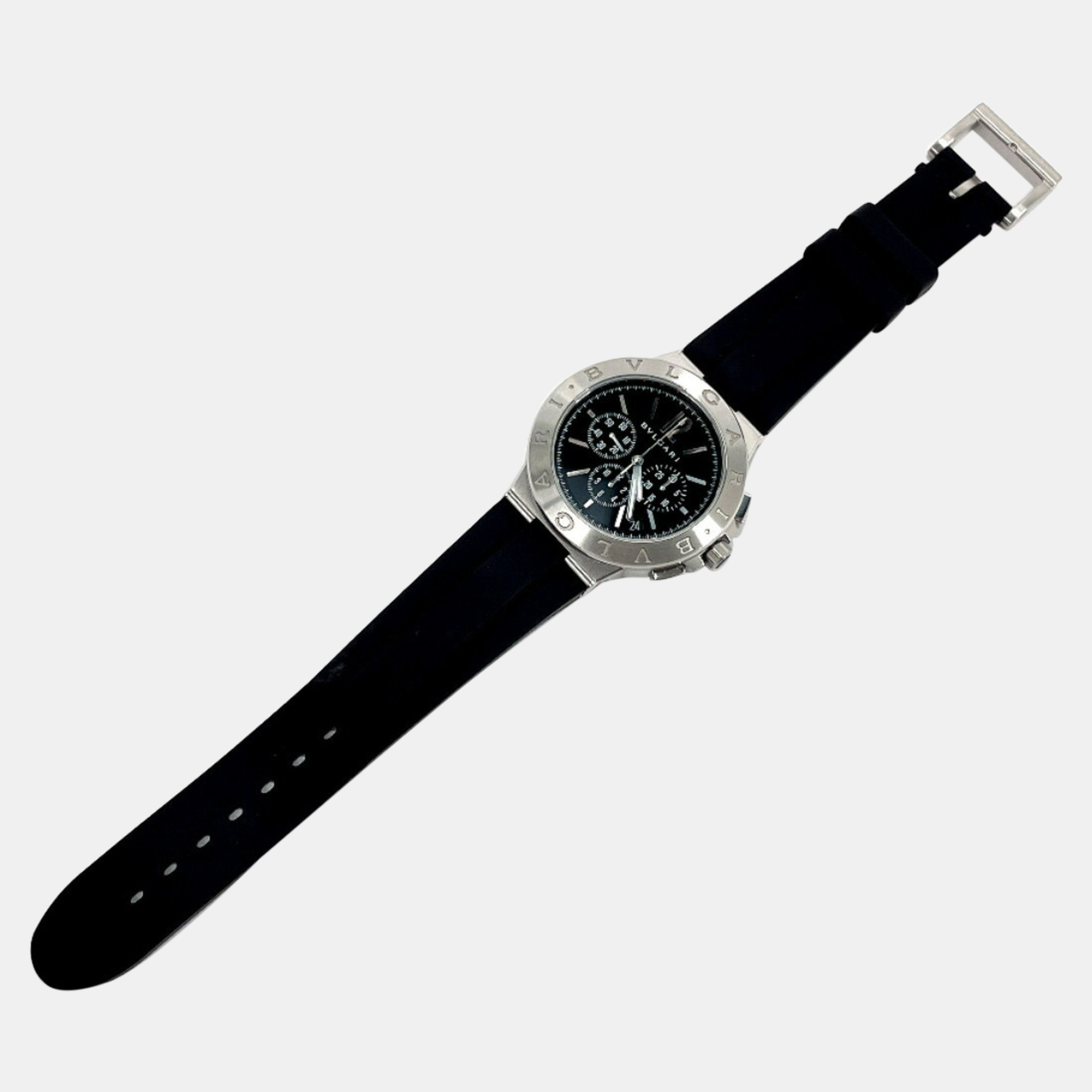 Bvlgari Black Stainless Steel Diagono DG41BSVDCH Automatic Men's Wristwatch 41 Mm
