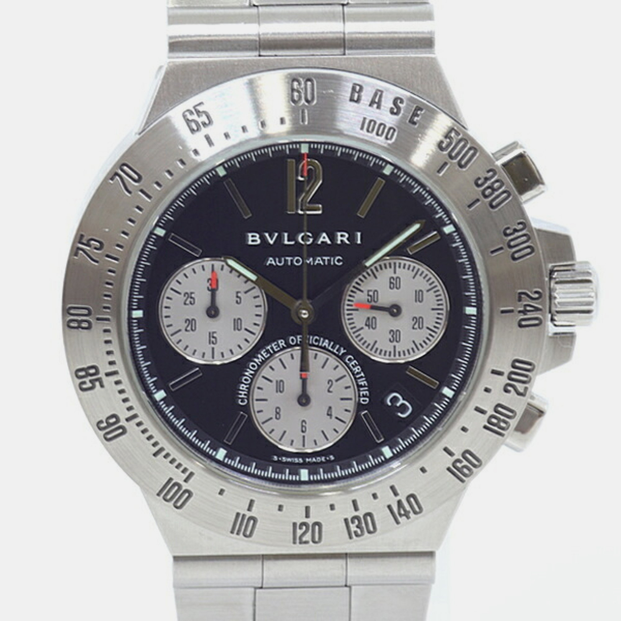 Bvlgari black stainless steel diagono ch40sta automatic men's wristwatch 40 mm