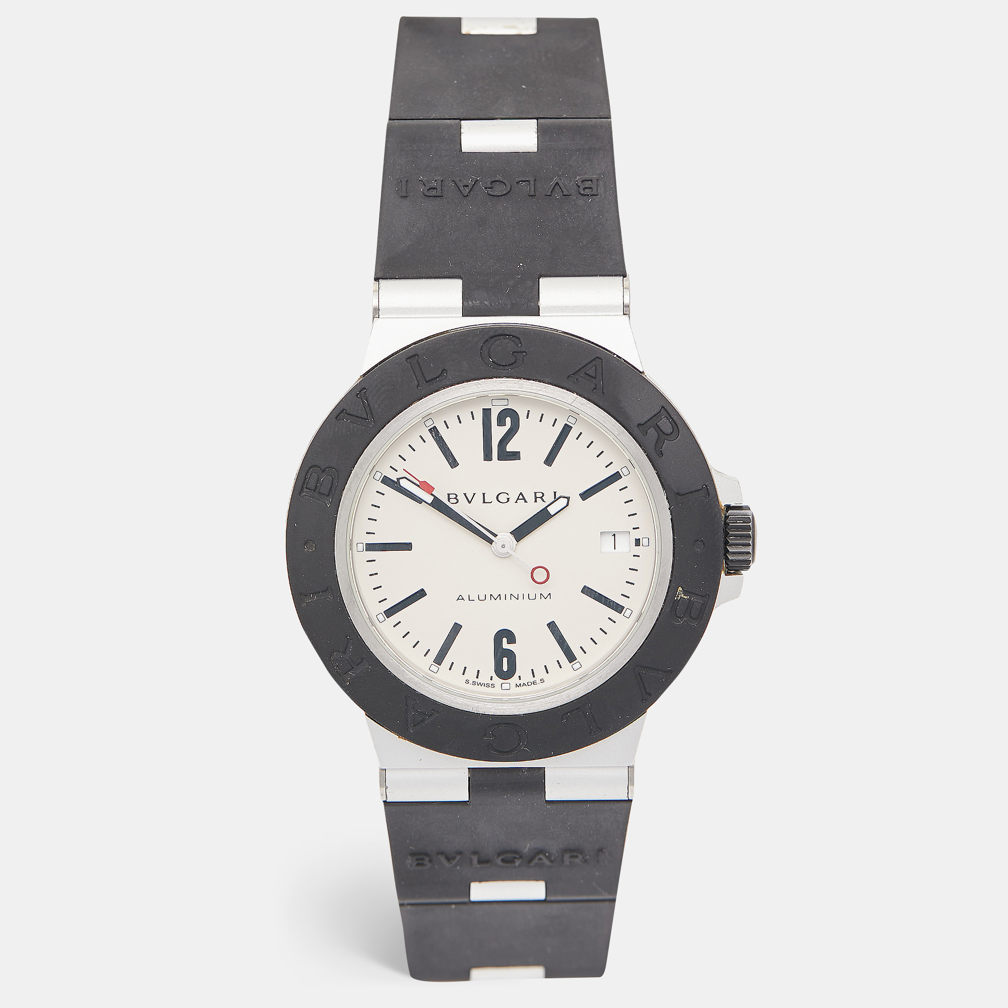 Bvlgari grey aluminum titanium rubber bvlgari bvlgari 103382 men's wristwatch 40 mm