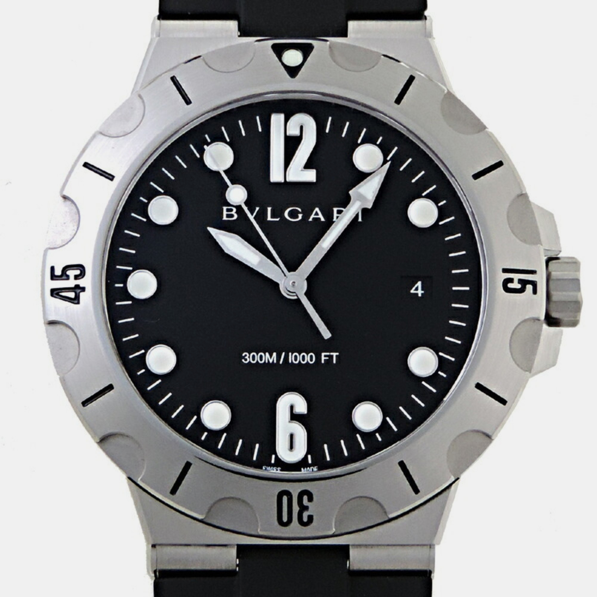 Bvlgari black stainless steel diagono dp41bsvsd automatic men's wristwatch 41 mm