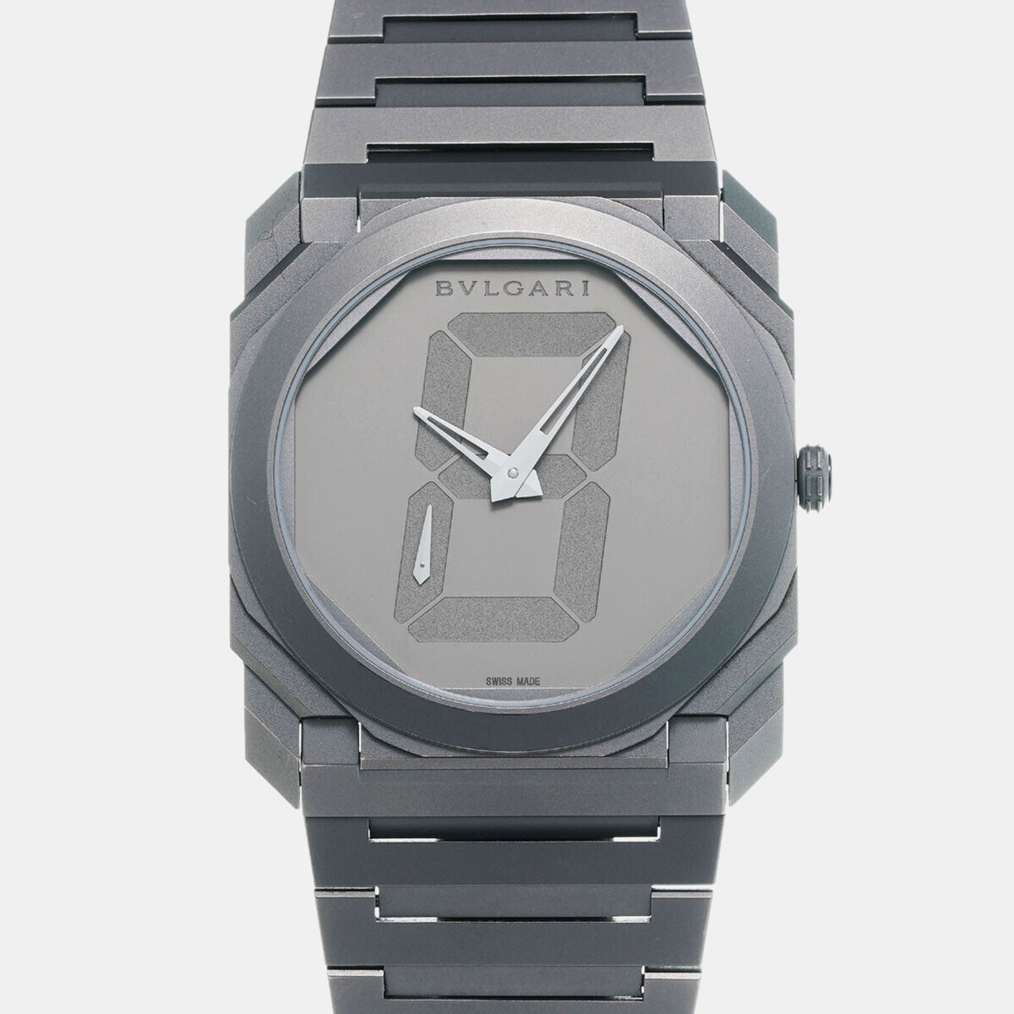 Bvlgari grey titanium octo finissimo automatic men's wristwatch 40 mm