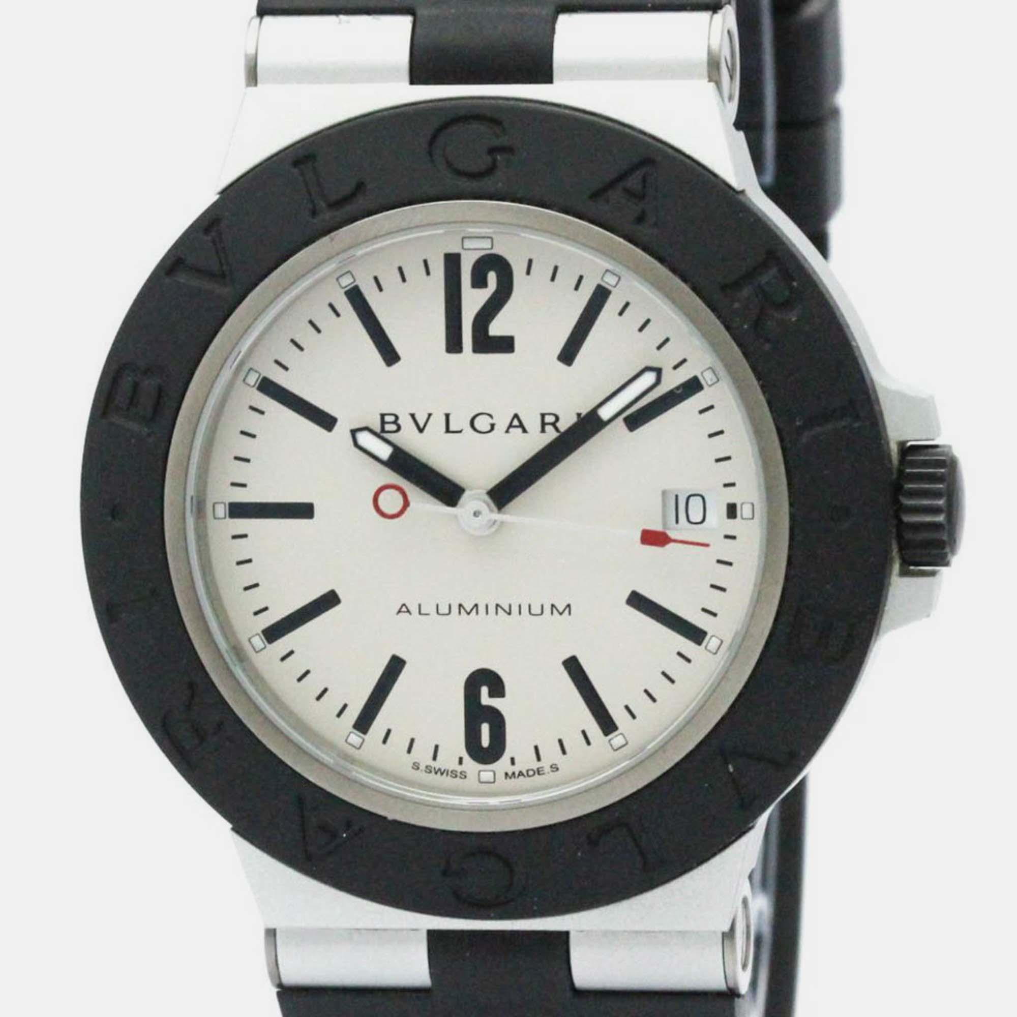 Bvlgari silver aluminum bb40at automatic men's wristwatch 40 mm