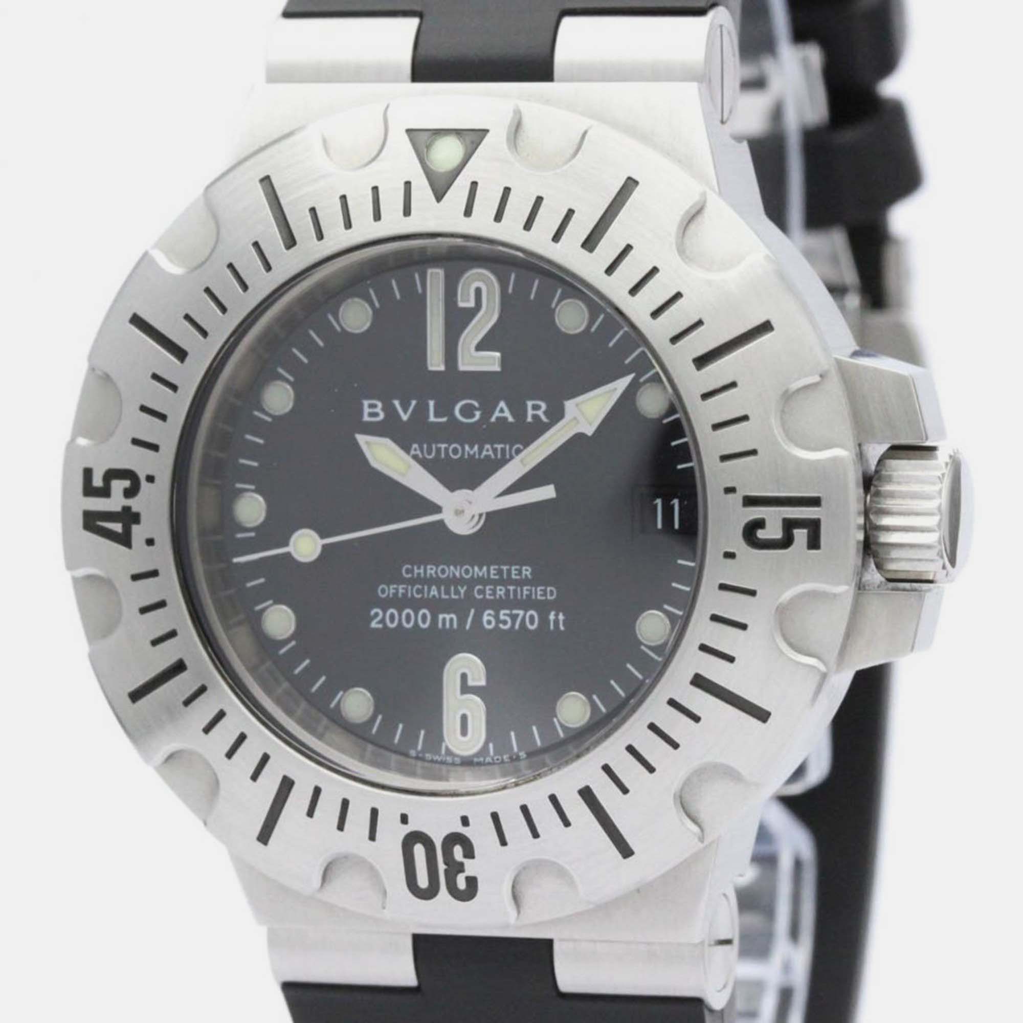 Bvlgari black stainless steel diagono sd42s automatic men's wristwatch 42 mm