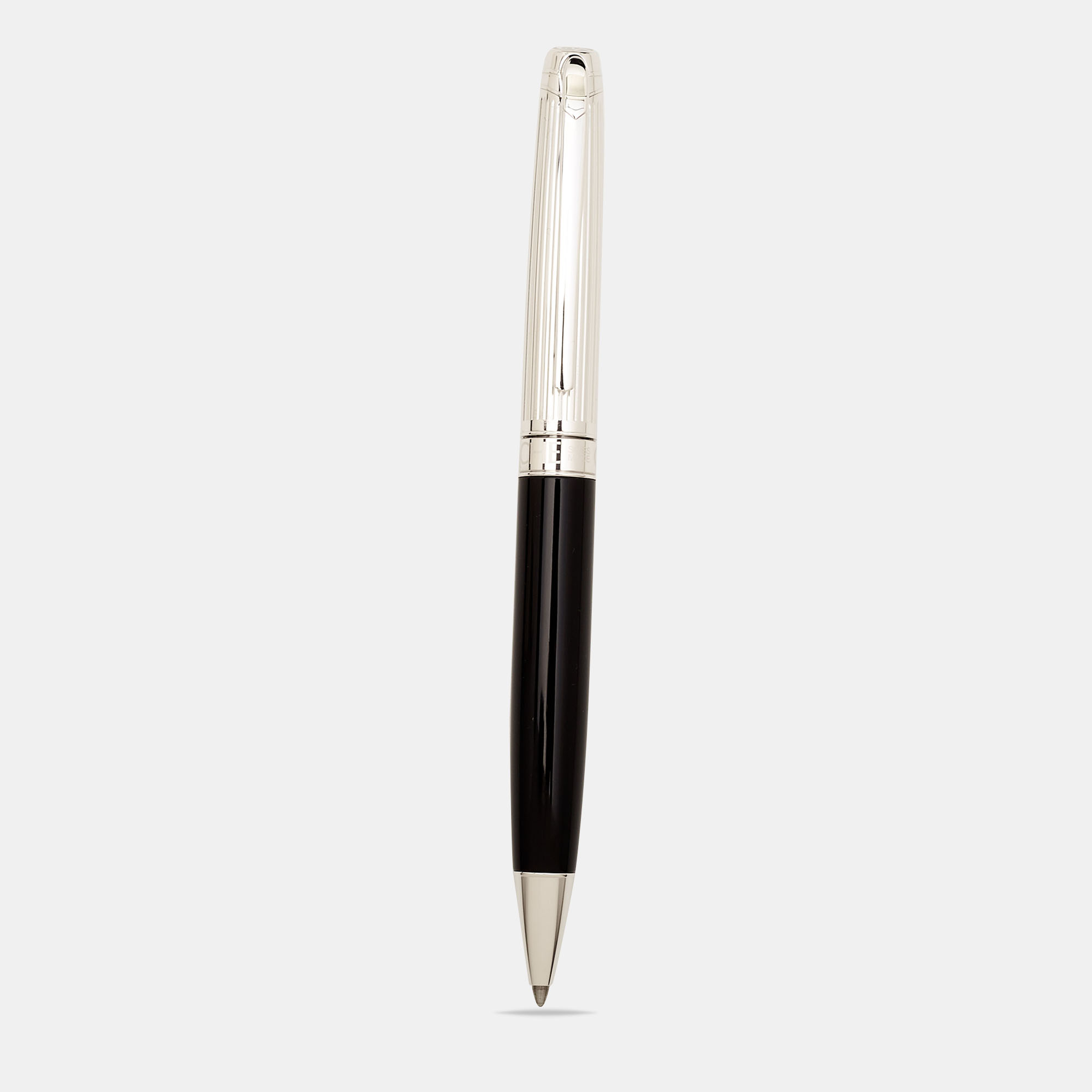 Caran D'Ache Leman Black Resin Textured Silver Tone Ballpoint Pen