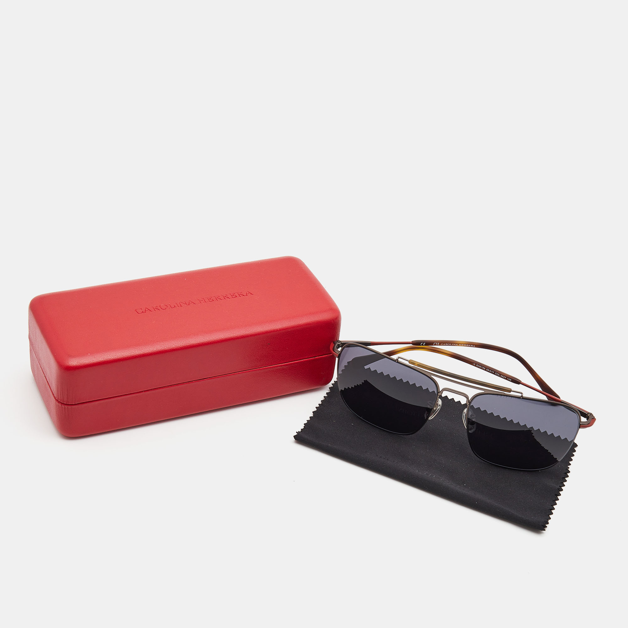 Carolina Herrera Black/Red Square Sunglasses