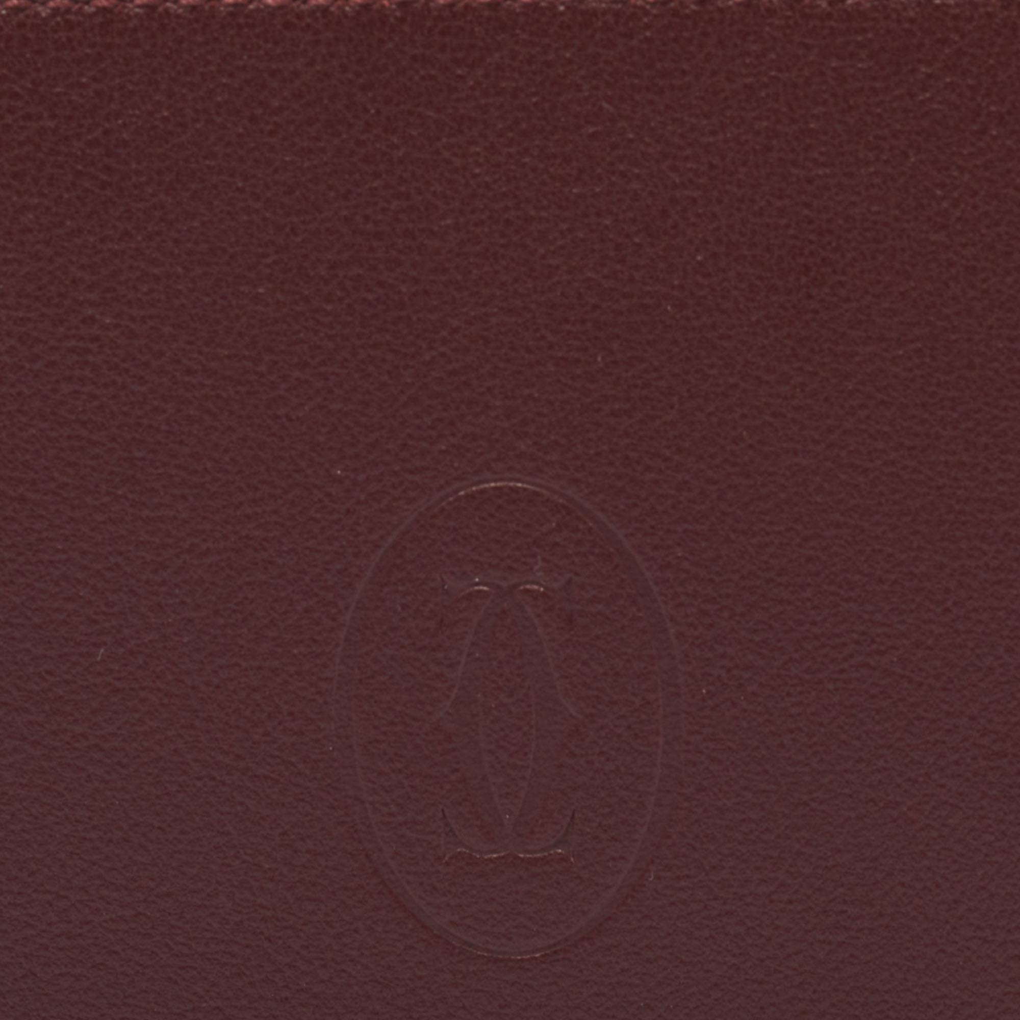 Cartier Maroon Leather Must De Cartier 6CC Bifold Wallet
