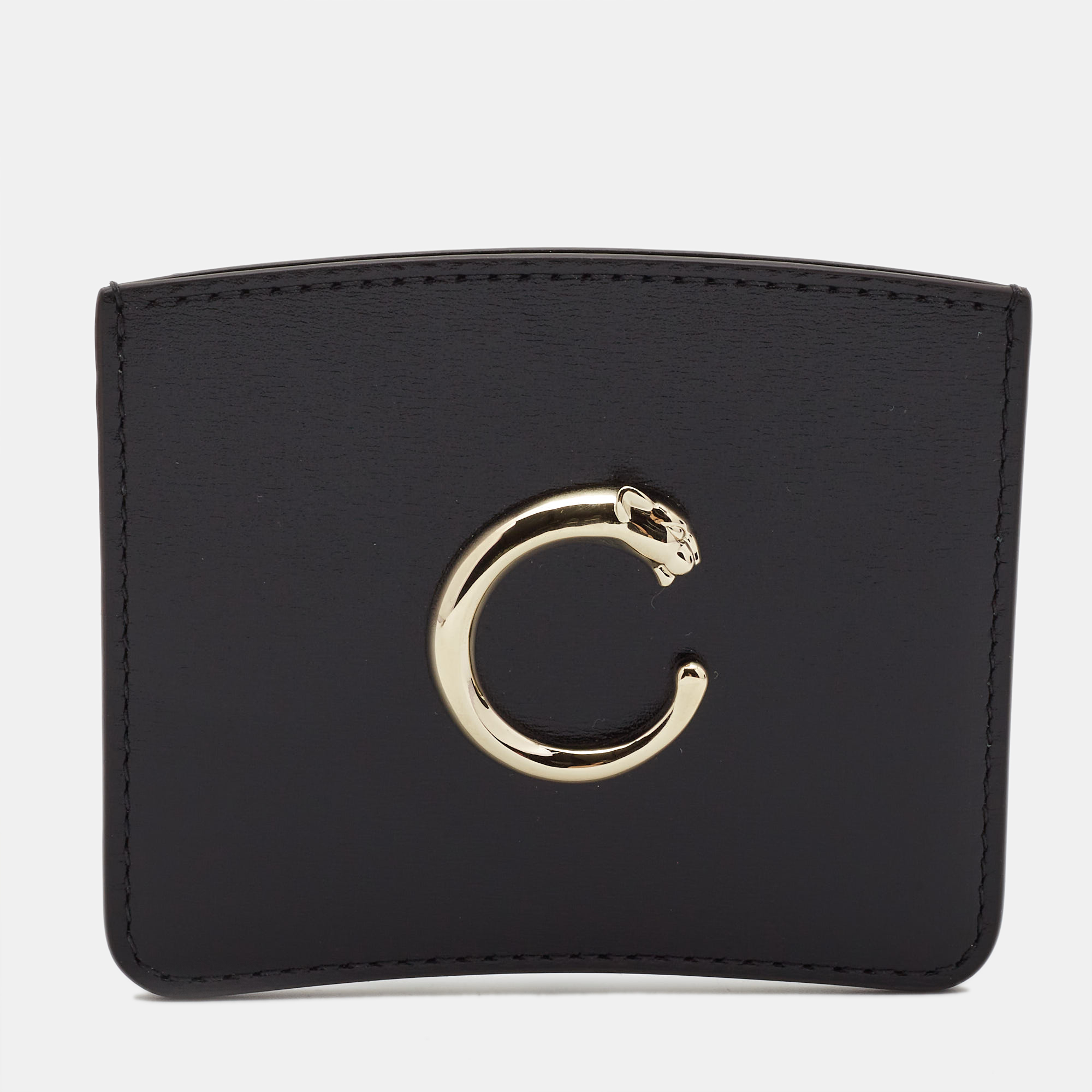 Cartier black leather panth&egrave;re de cartier card holder