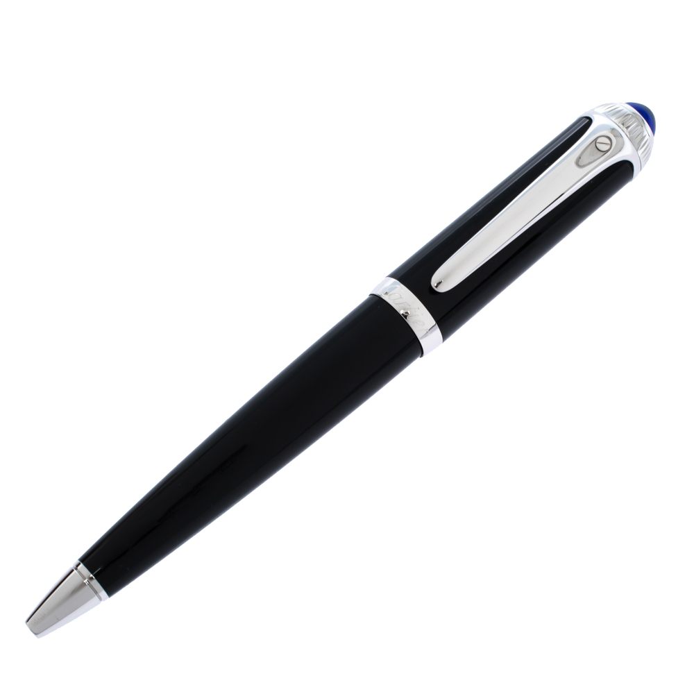 Cartier r de cartier black resin palladium finish ballpoint pen