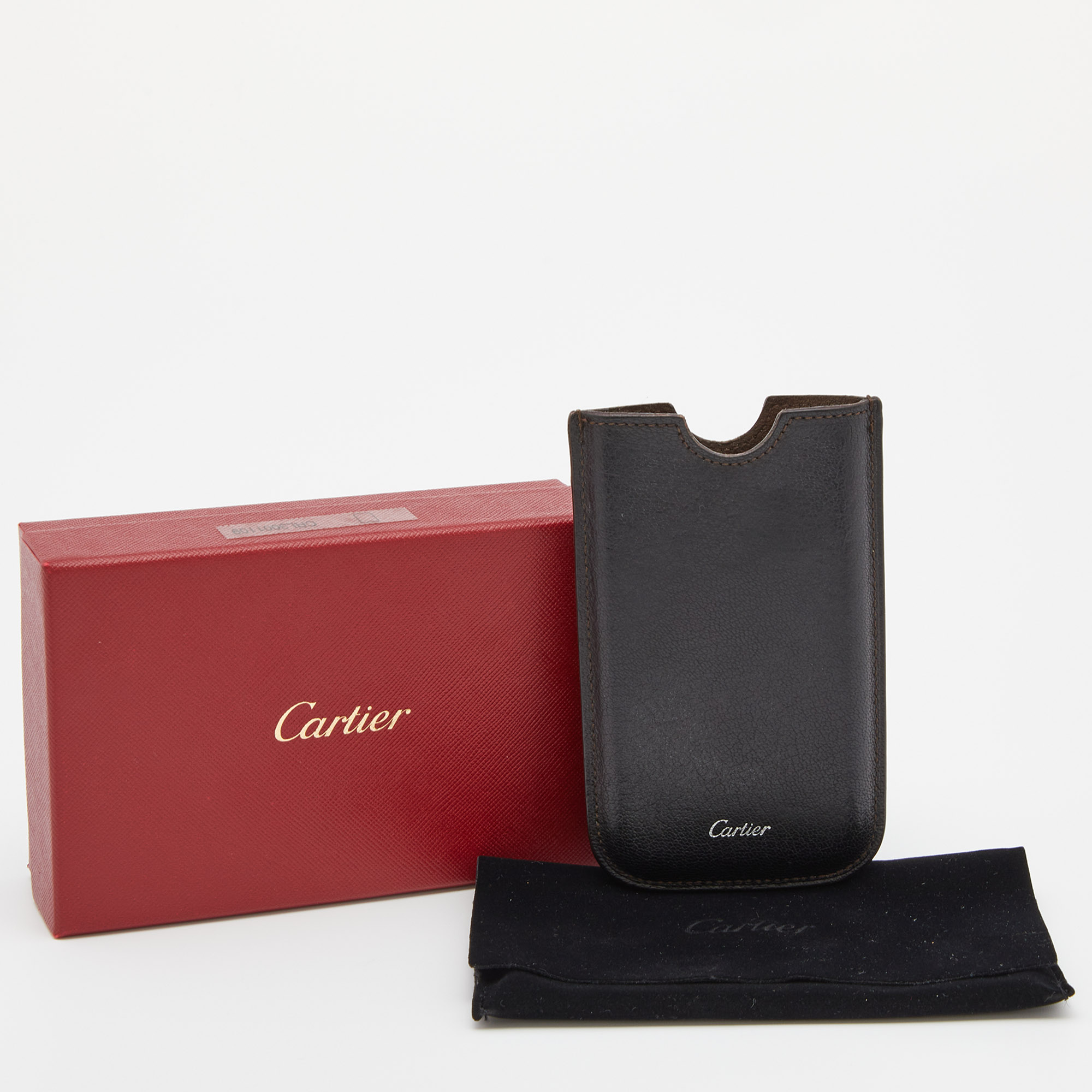 Cartier Dark Brown Leather Phone Case