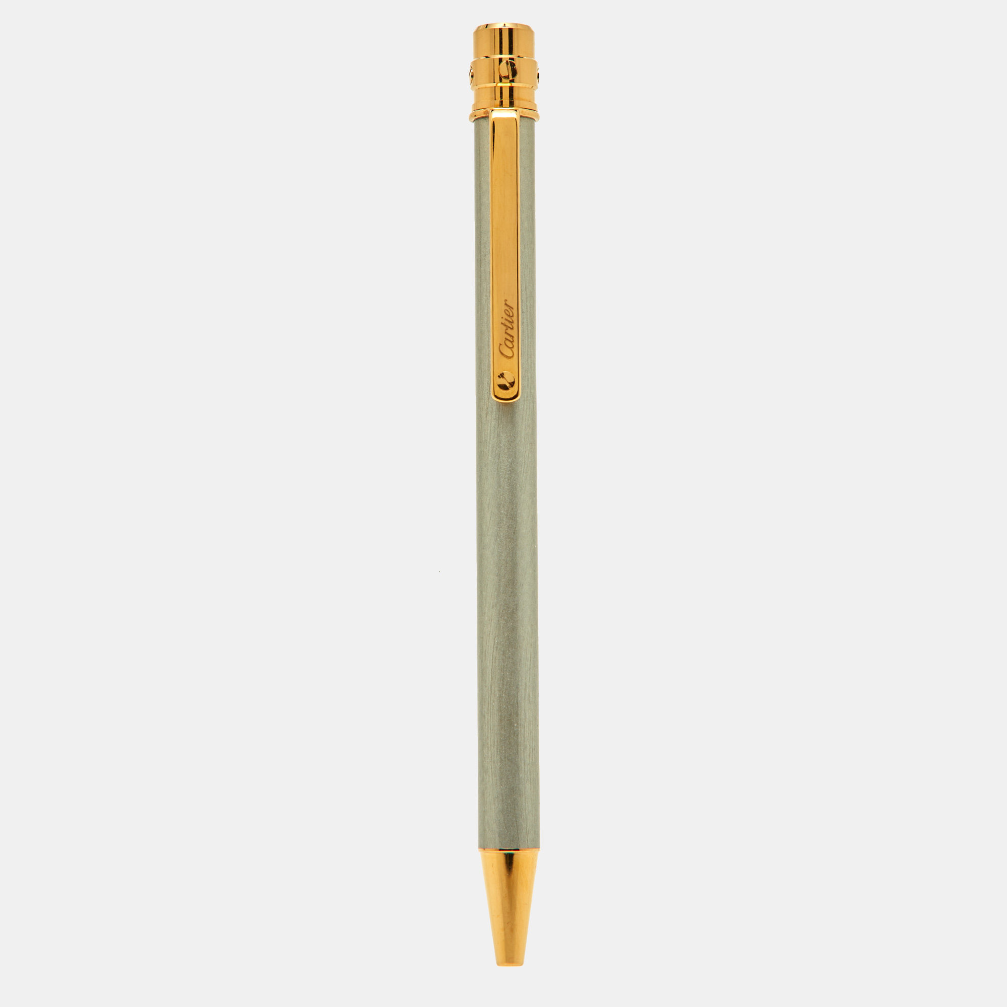 Cartier Santos De Cartier Silver Lacquer Gold Tone Ballpoint Pen