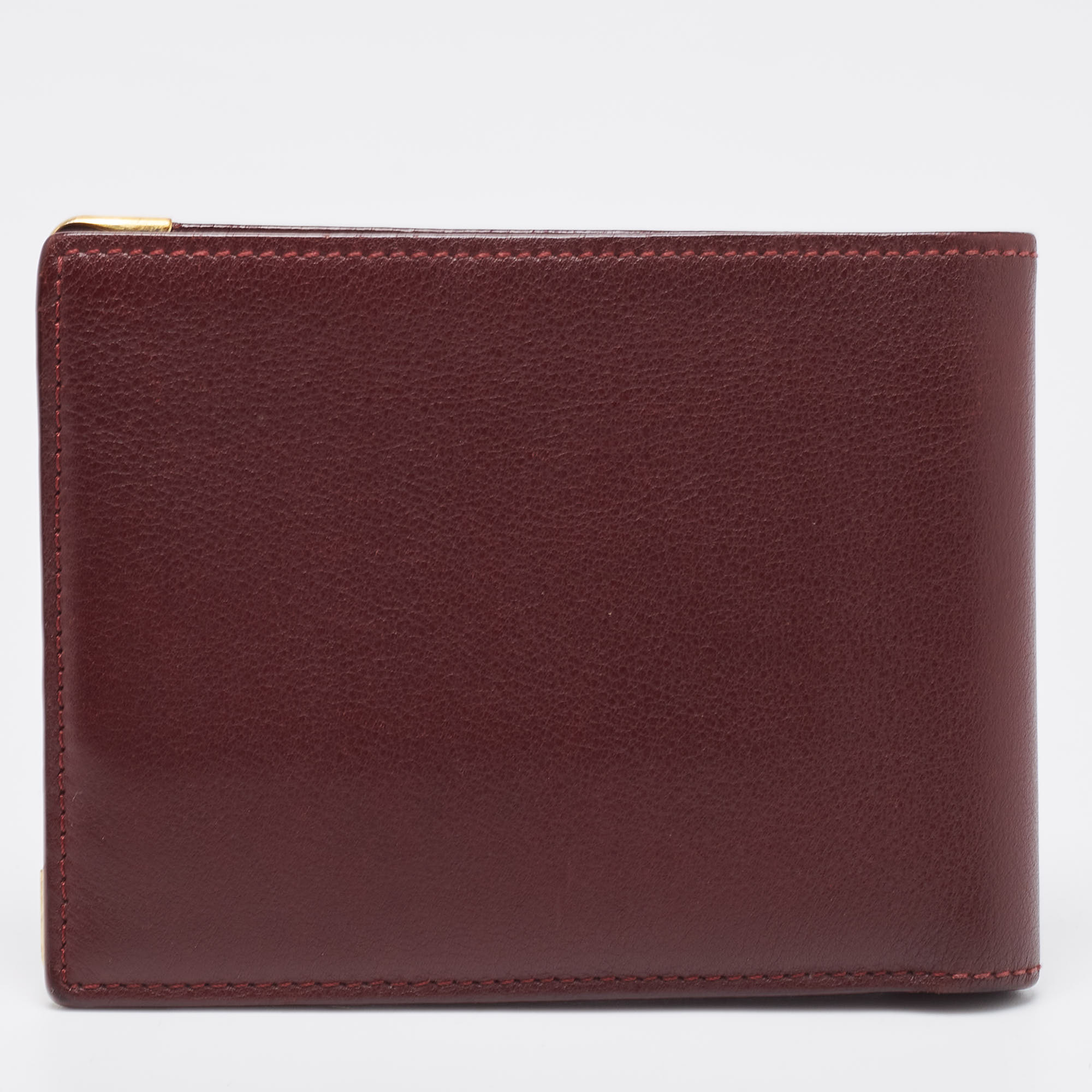 Cartier Burgundy Leather Must De Cartier 6CC Bifold Wallet