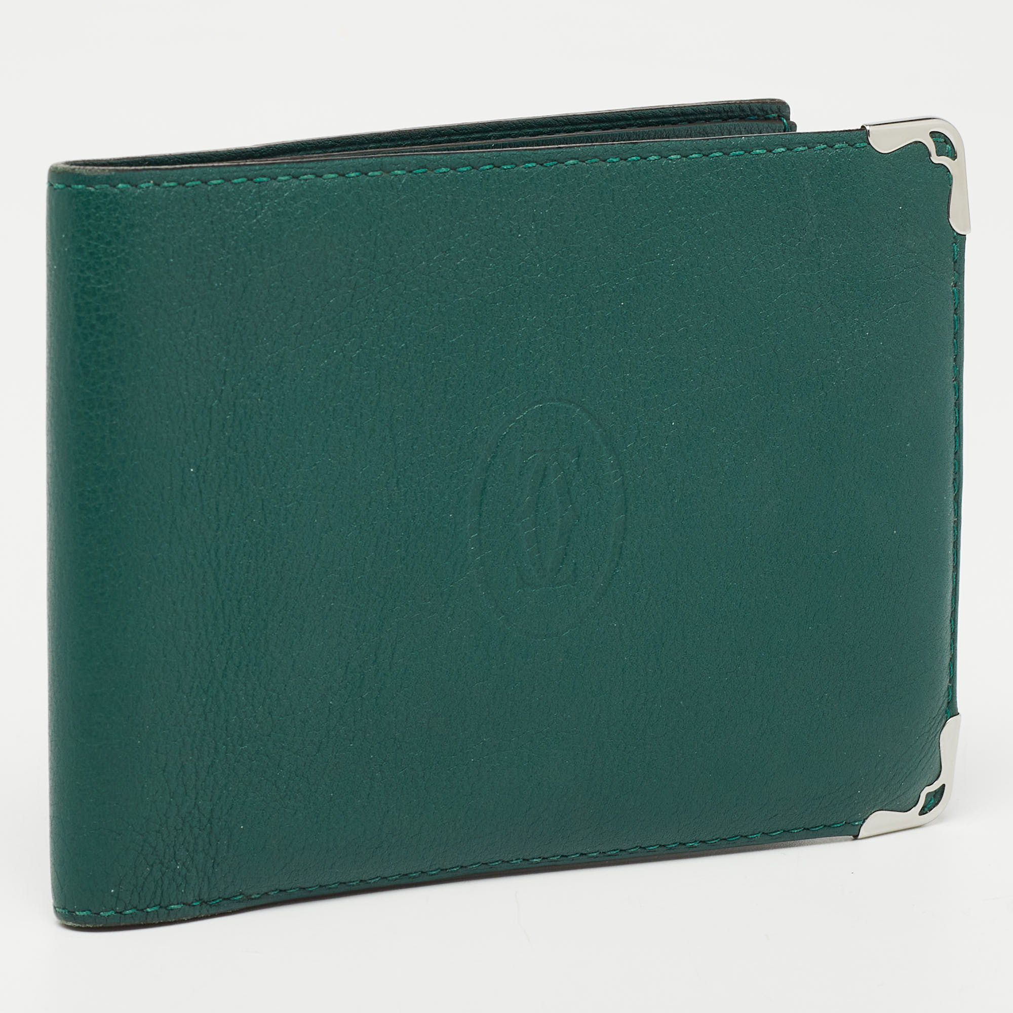Cartier Green Leather Must De Cartier 6CC Bifold Wallet
