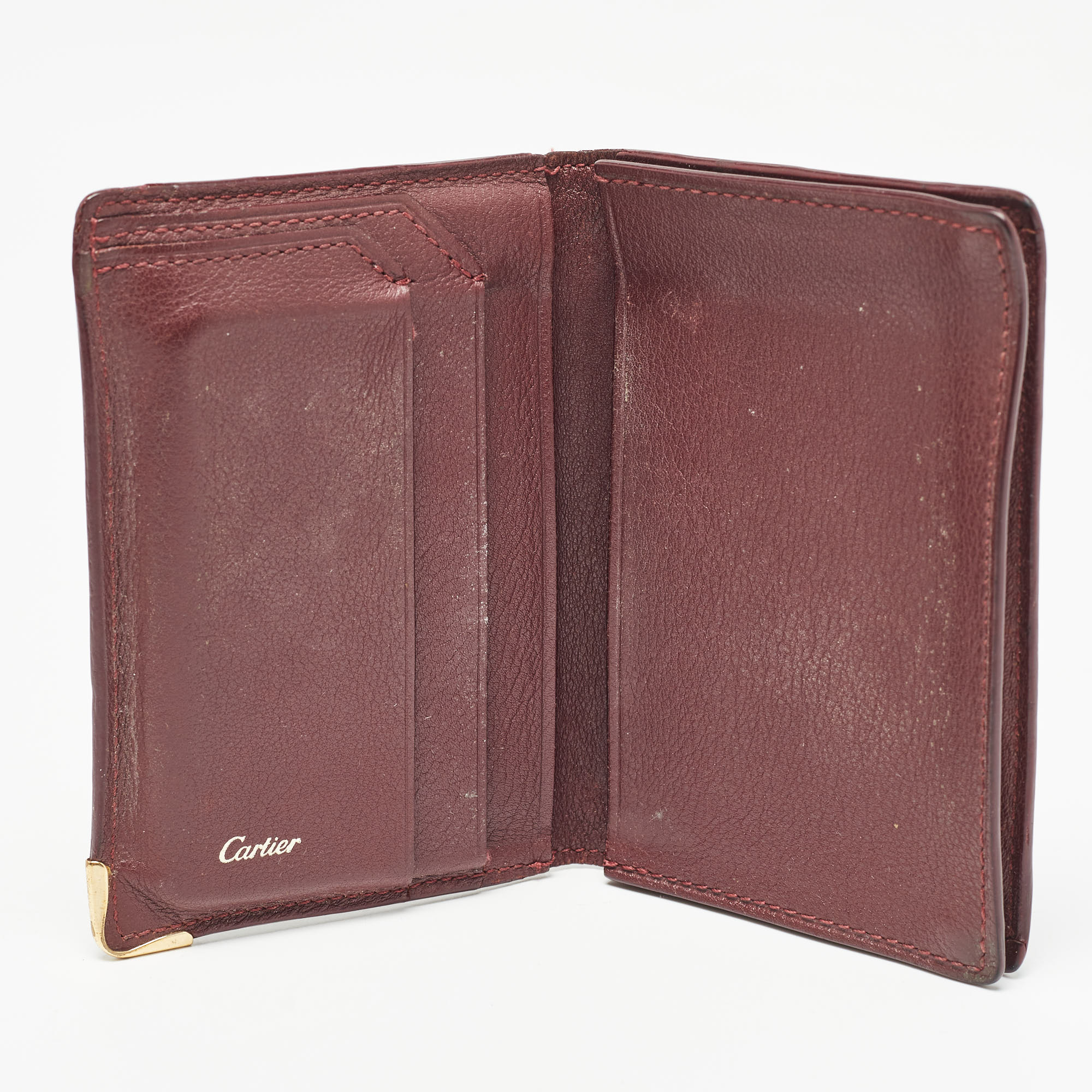 Cartier Burgundy Leather Must De Cartier Bifold Card Holder