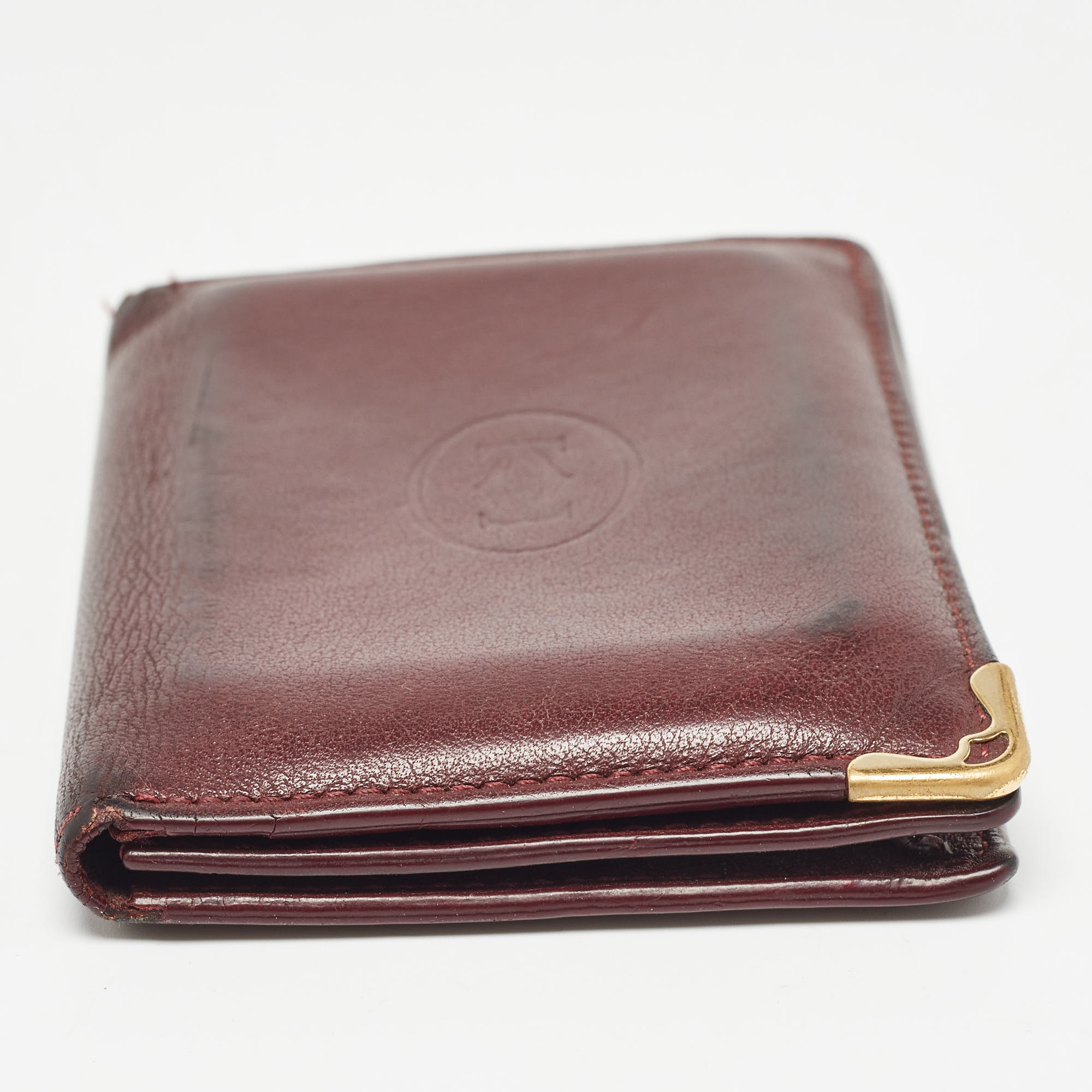 Cartier Burgundy Leather Must De Cartier Bifold Card Holder