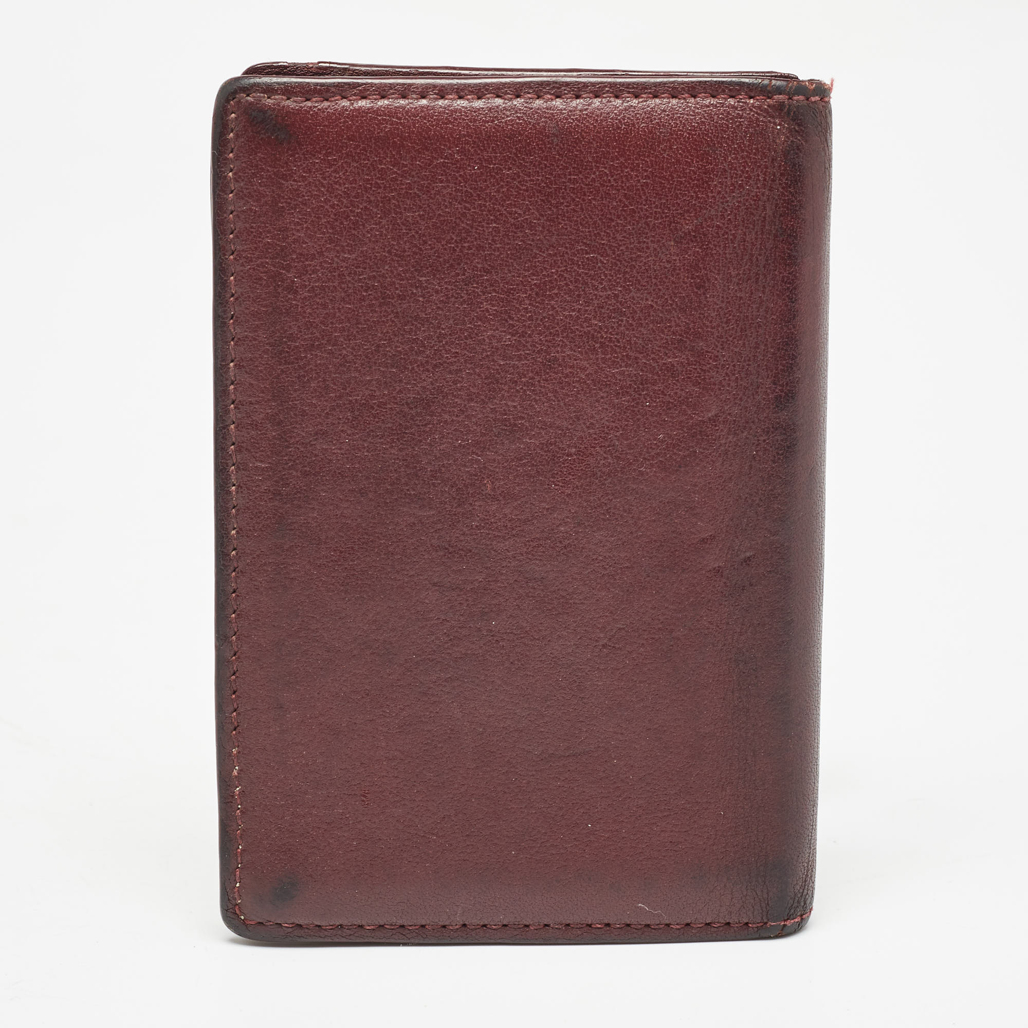 Cartier Burgundy Leather Must De Cartier Bifold Card Holder