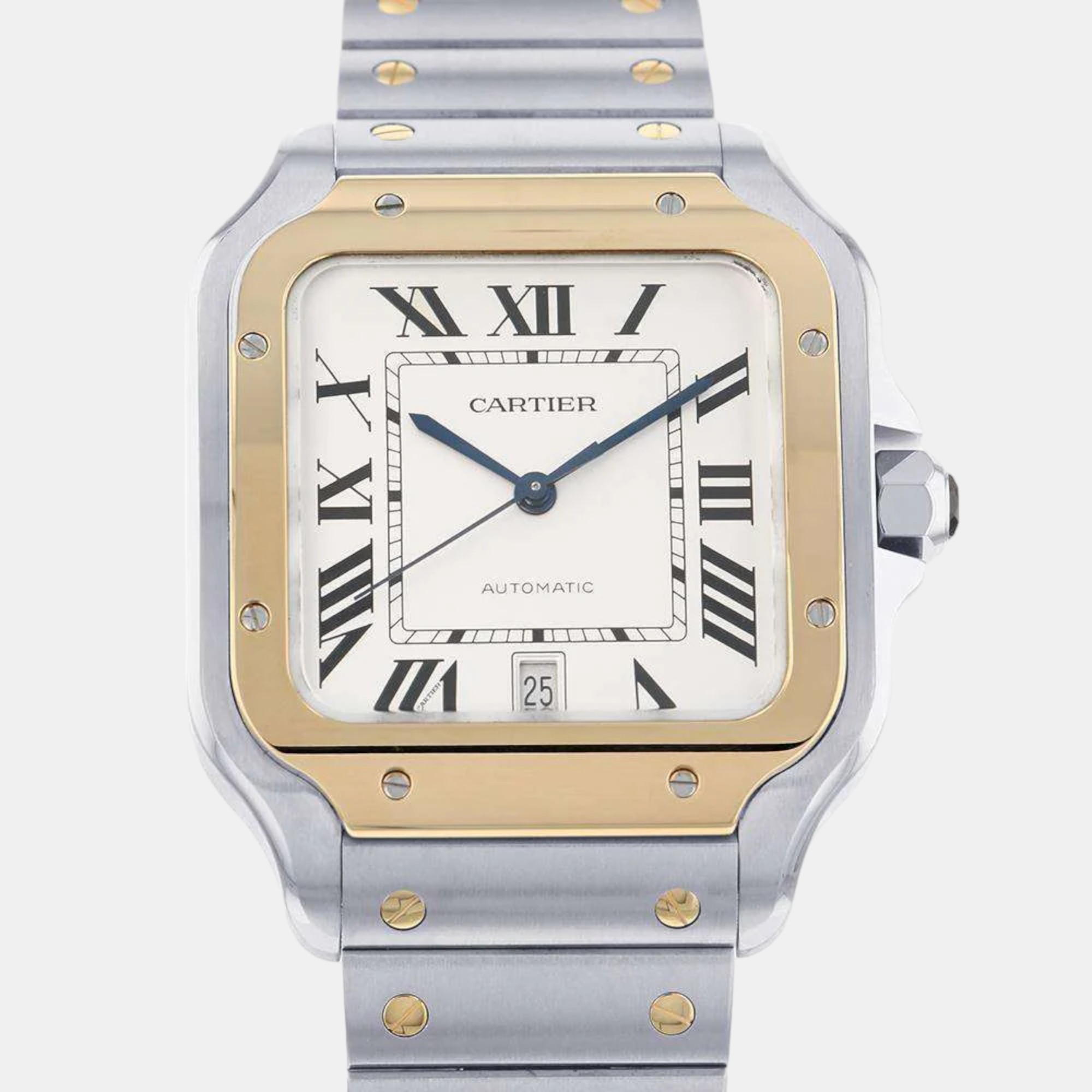 Cartier silver 18k yellow gold stainless steel santos de cartier w2sa0009 automatic men's wristwatch 40 mm